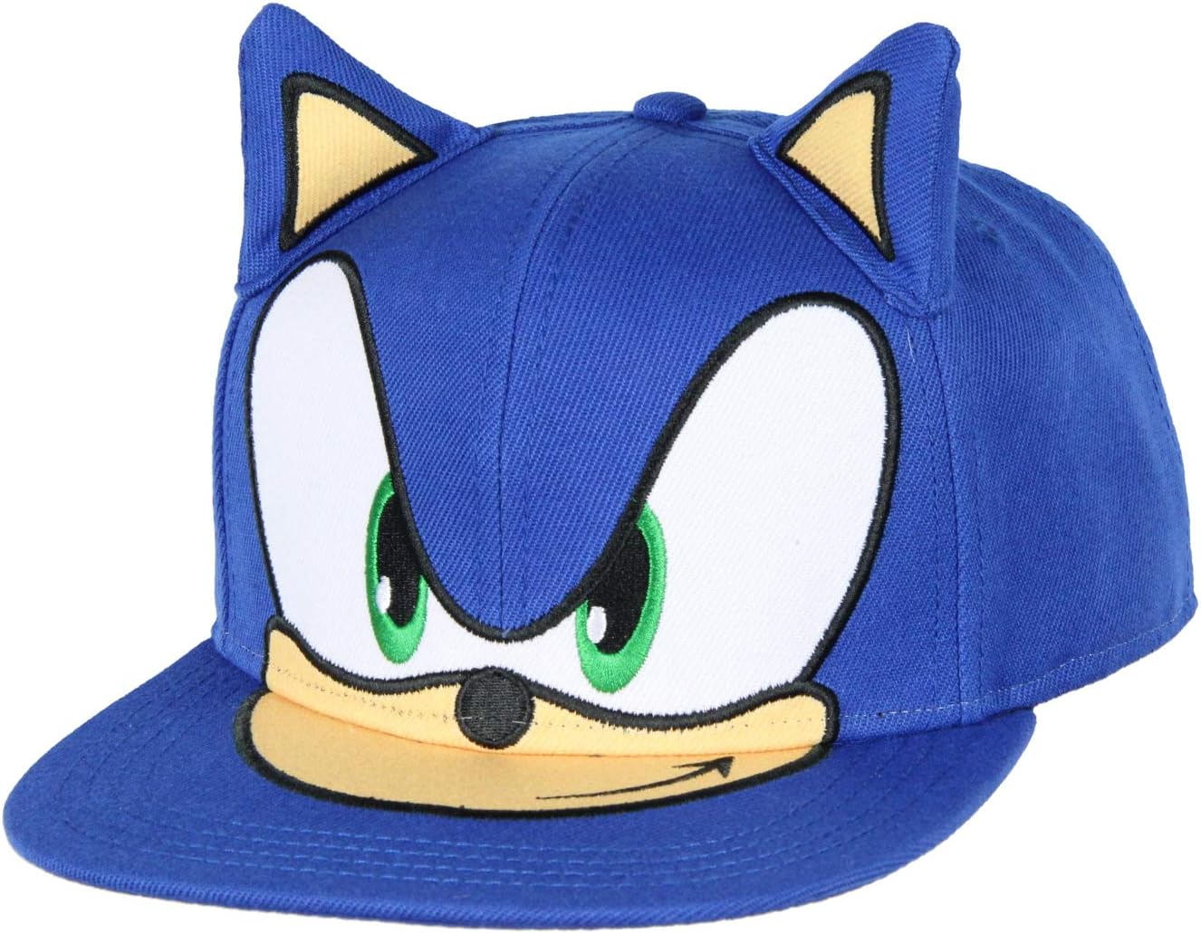 Bioworld Sonic The Hedgehog Men's Hat Embroidered Character Face and 3D Ears Snapback Cap
