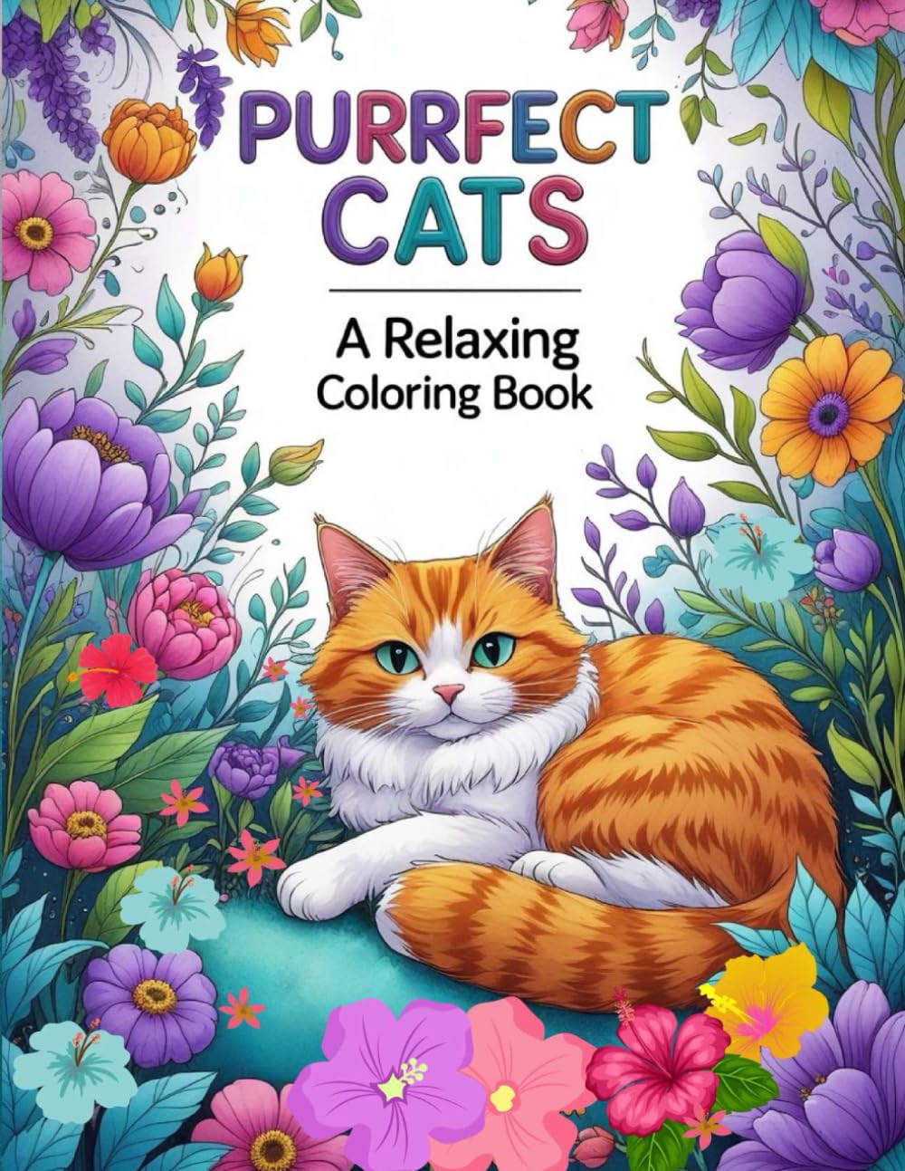 Purrfect Cats A Relaxing Coloring Book: Intricate Cat and Floral Designs for Relaxing and Creative Moments for Teens and Adults
