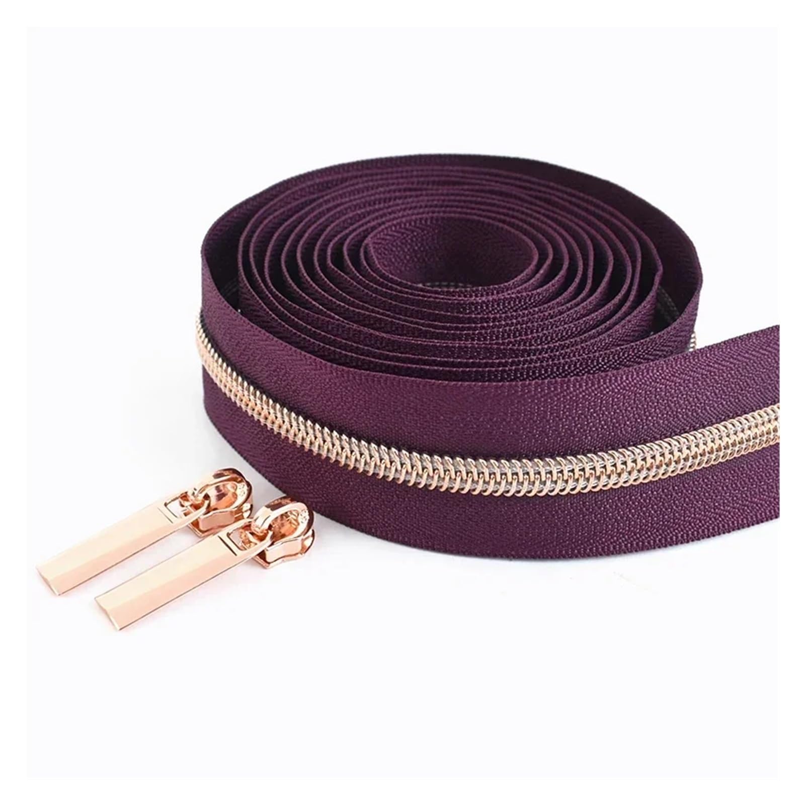 Zippers Nylon, Nylon Zipper Repair Kit with 2 Slider Pulls 2 Meters Zipper Tape 5# Multicolor(M003rosegold)