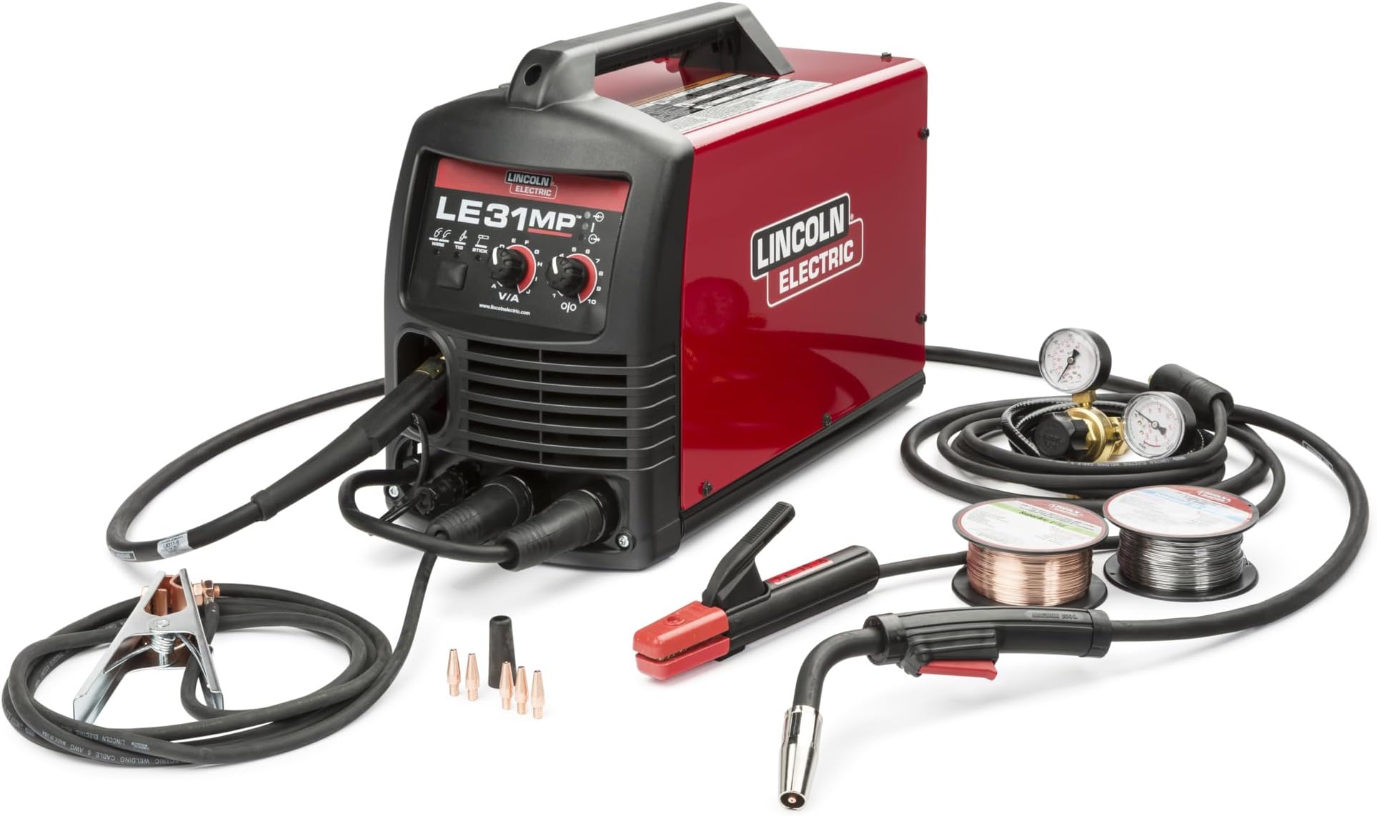 Lincoln Electric 140 Amp LE31MP Multi-Process Stick/MIG/Flux-Core/TIG, 120V, Aluminum Welder with Spool Gun Sold Separately K3461-1