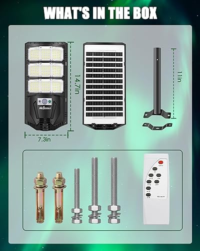 Miniatura 5 de Luces solares para exteriores 900W -6500K luz solar de calle fácil instalación, luces de inundación al aire libre con sensor de movimiento y
