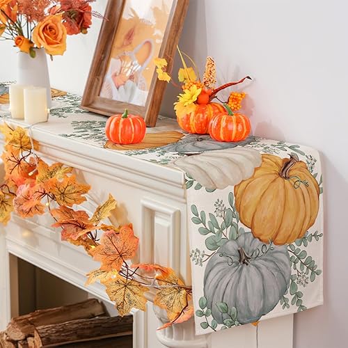 Miniatura 4 de Siilues Camino de mesa de otoño, decoraciones de otoño para el hogar, calabaza, camino de otoño, decoraciones de Acción de Gracias, decoración de