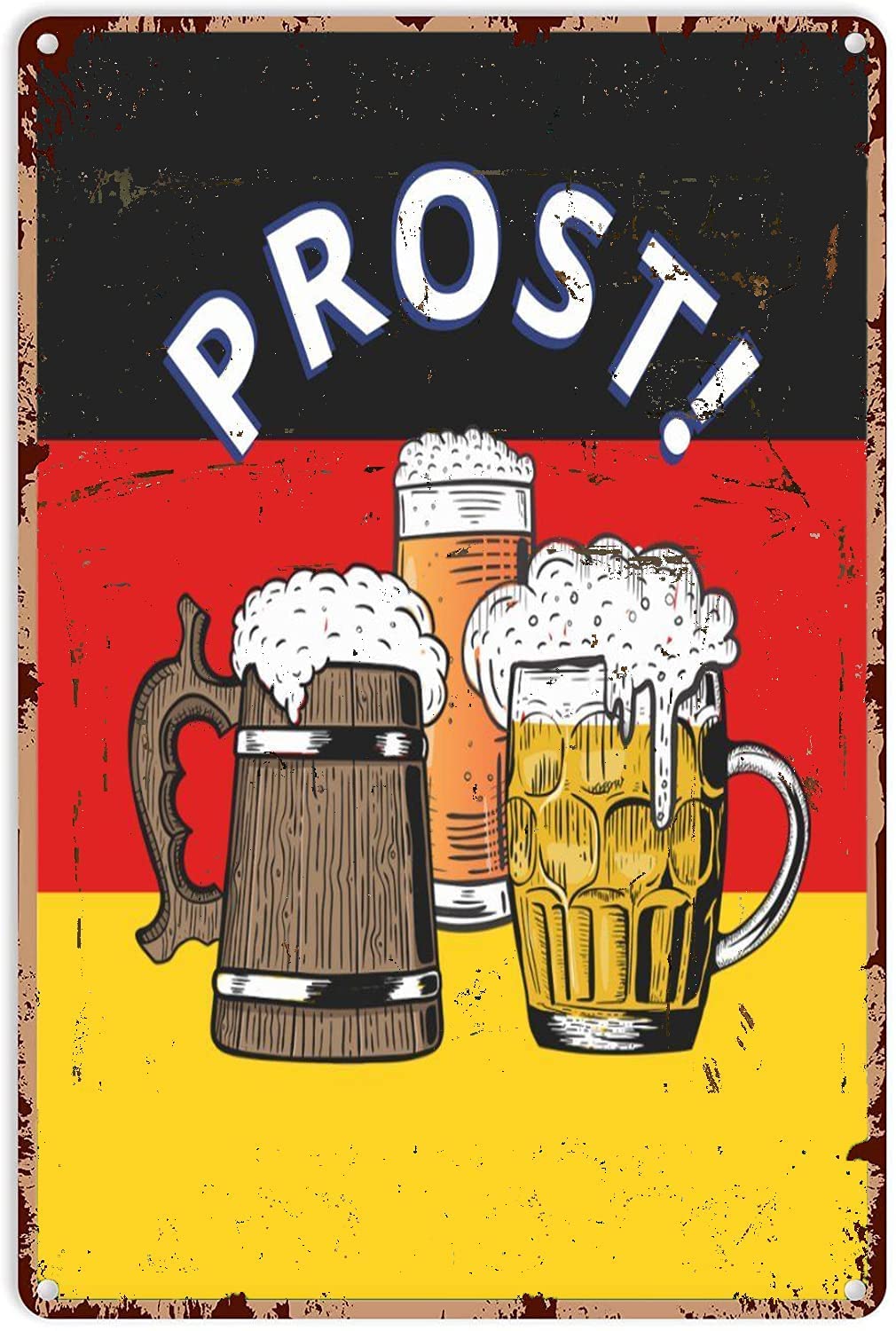 Linqwkk Beer Decor Party Patriotic German Beer Metal Sign Decor Tin Aluminum Sign Wall Art Metal Poster For Man Cave Bar Garage 12X8 Inch