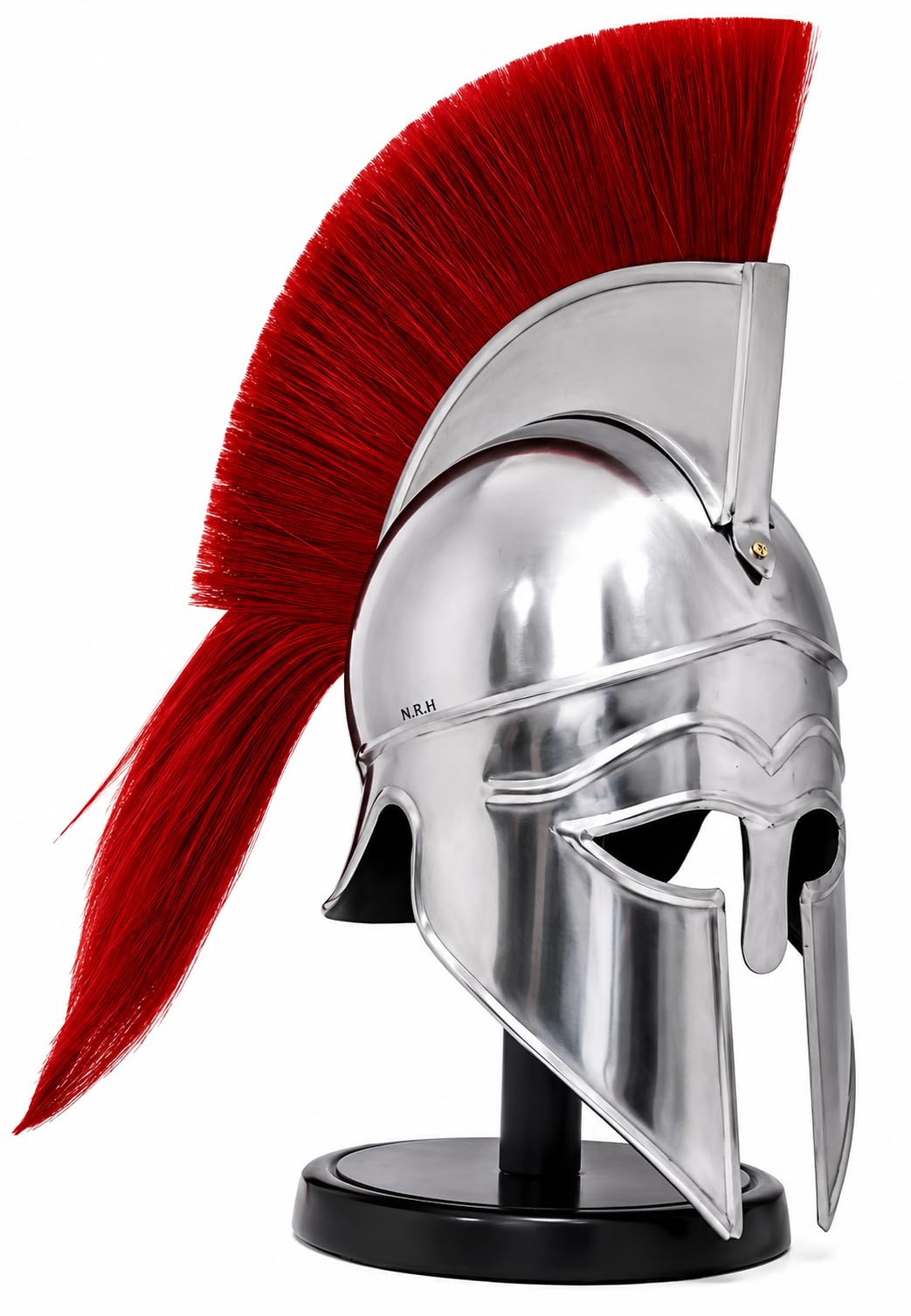 Casco de armadura corintia griego medieval con penacho rojo caballero espartano casco réplica disfraces de halloween para adultos con soporte