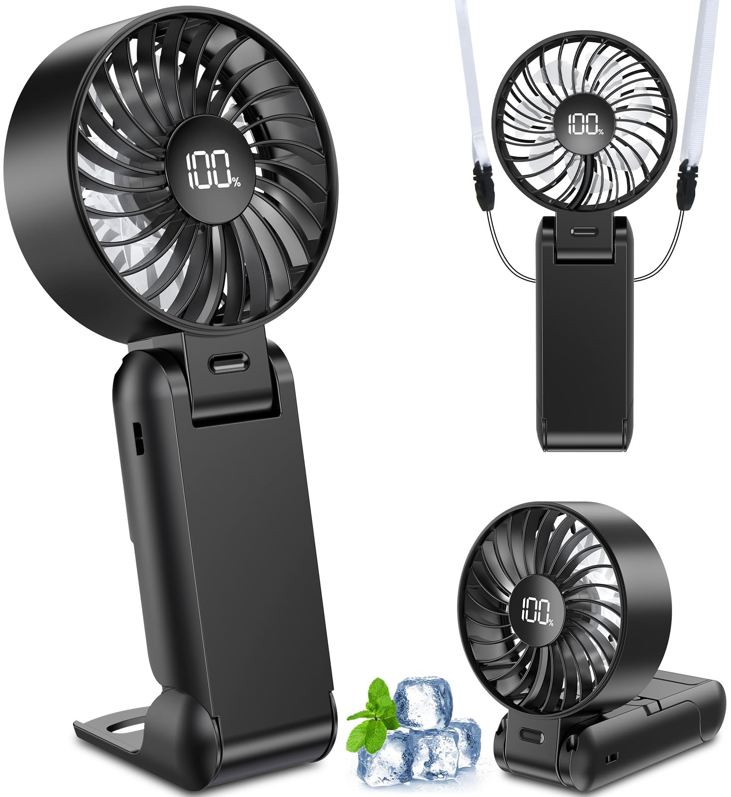 Mini Ventilateur De Bureau USB Portable - 5 Vitesses, Batterie Intégrée, Silencieux, Inclinable à 180°