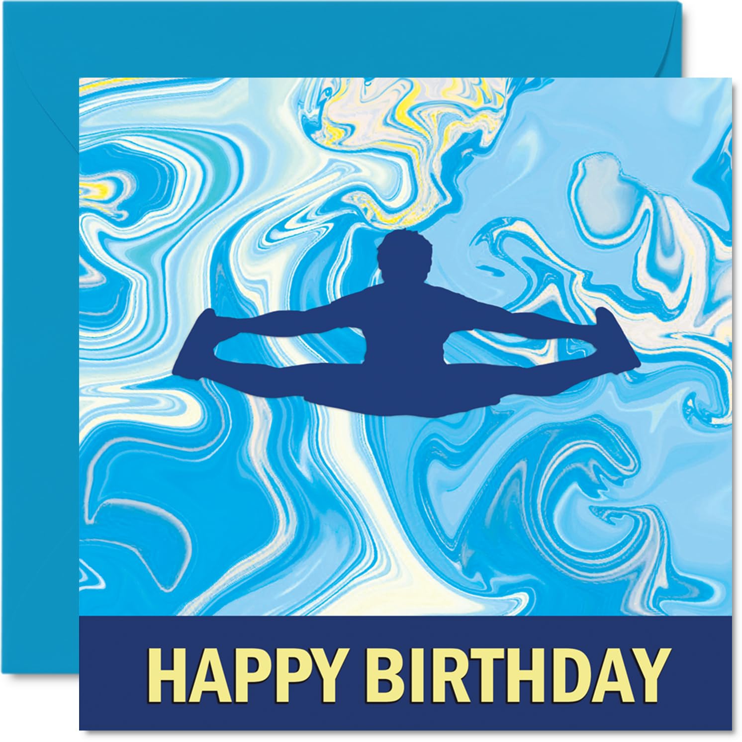 Cheerleading Sport Birthday Cards - Boys in Sports - Happy Birthday Card for Boy Son Brother Grandson Nephew Uncle Cousin, 145mm Bday Greeting Cards