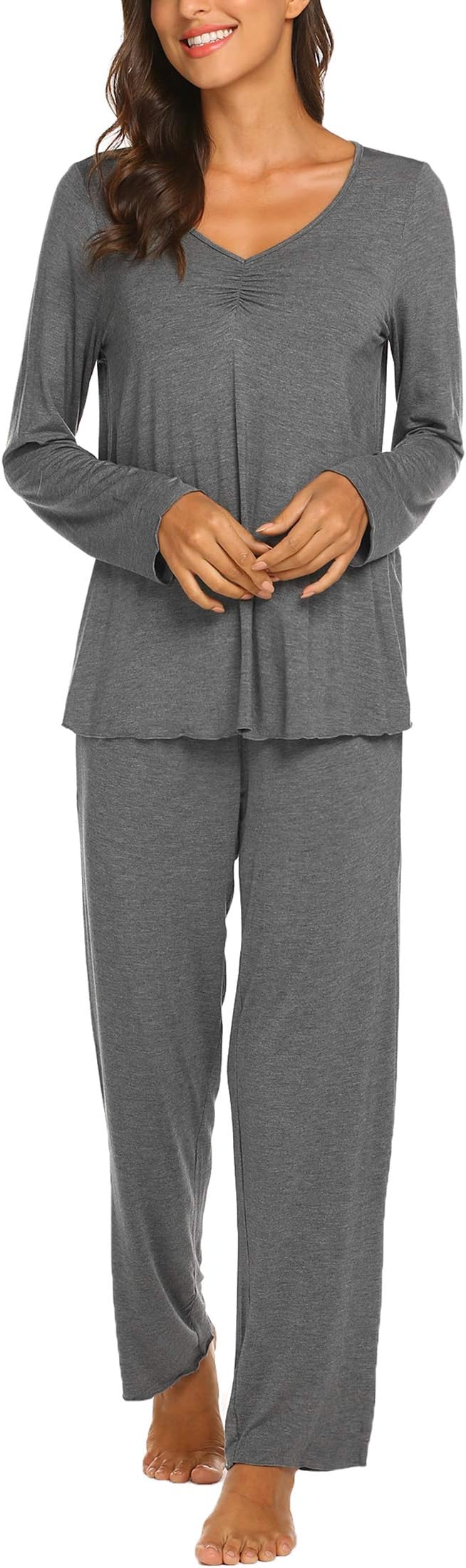 Womens Pajama Sets 2 Piece Lounge Set Fall Winter Pajamas Long Sleeve Pjs Top and Pants Soft Pj Sets Loose Sleepwear