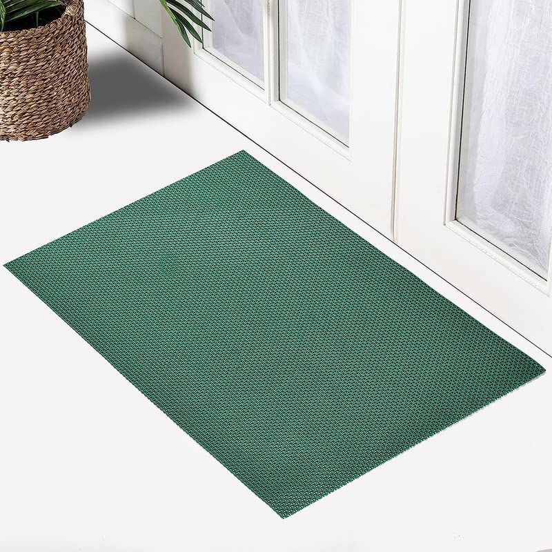 Image of Anti Skid Mud Dirt Trapper Anti Skid Waterproof PVC Rubber Bath Mat ForBathroom /Shower /Rain /Swimming Pool||16x24 Inch, Aqua