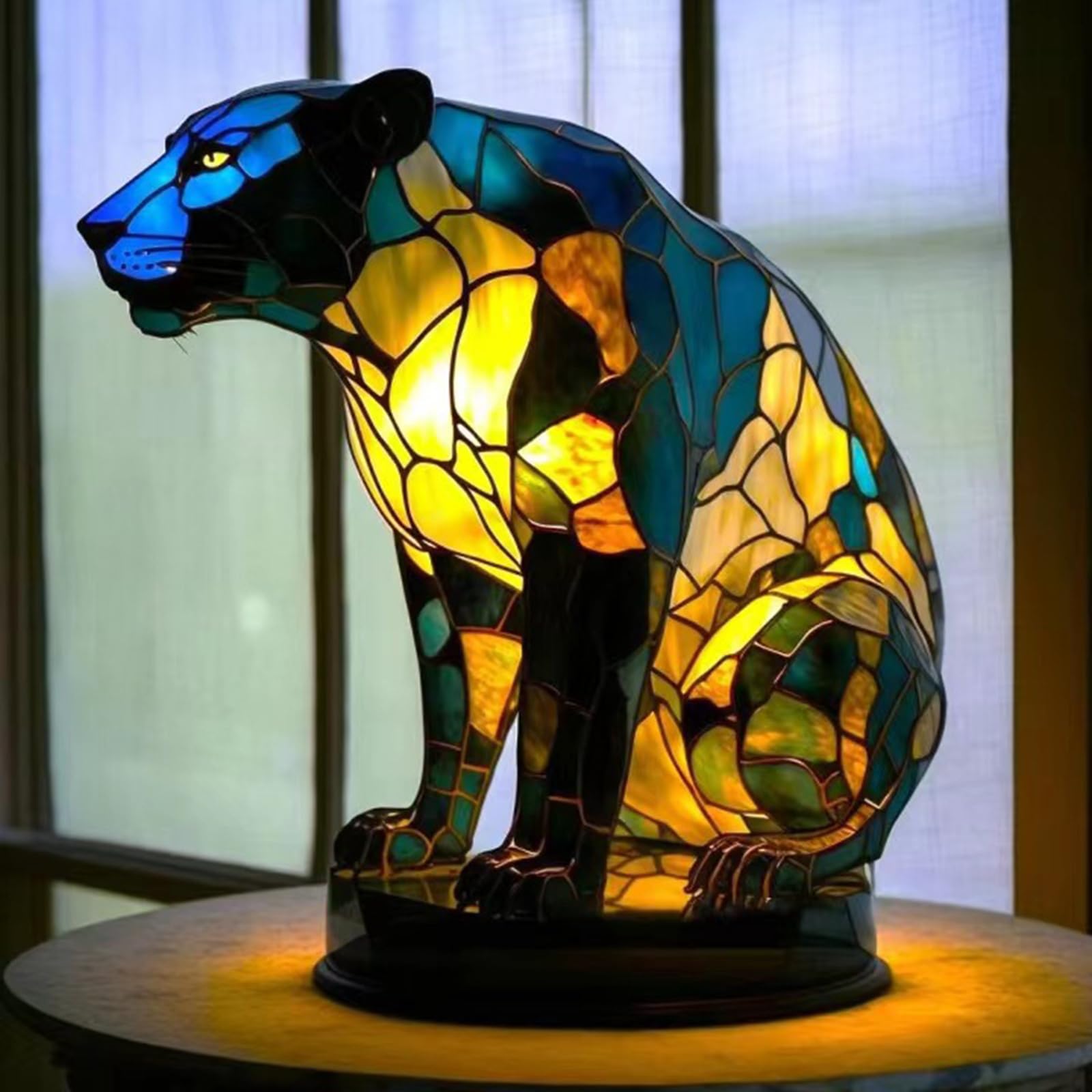 XIAOGUDONG Led Cat And Dog Series Art Night Light, Animal Style Resin Table Lamp, Art Coloured Animal Figurine, Vintage Animal Home Decor Resin Lamp, Fun Gift for Dog Lovers,12