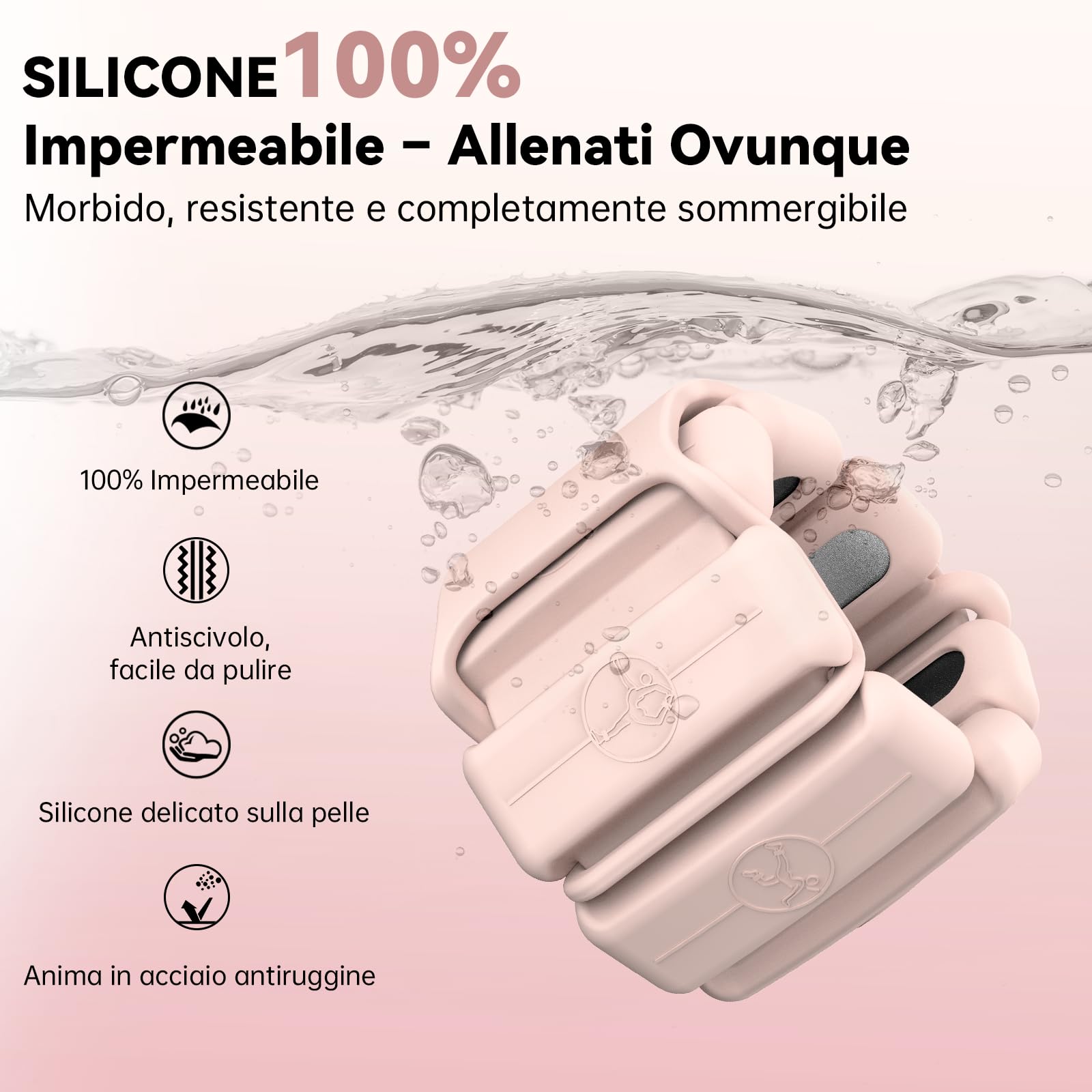 POWER GUIDANCE Pesi per Polsi, Cavigliere Lestate Senza Velcro con Blocchetti Scorrevoli Regolabili (0,28-1kg Coppia), Braccialetti Lestati in Silicone Impermeabile per Pilates, Camminata & Corsa
