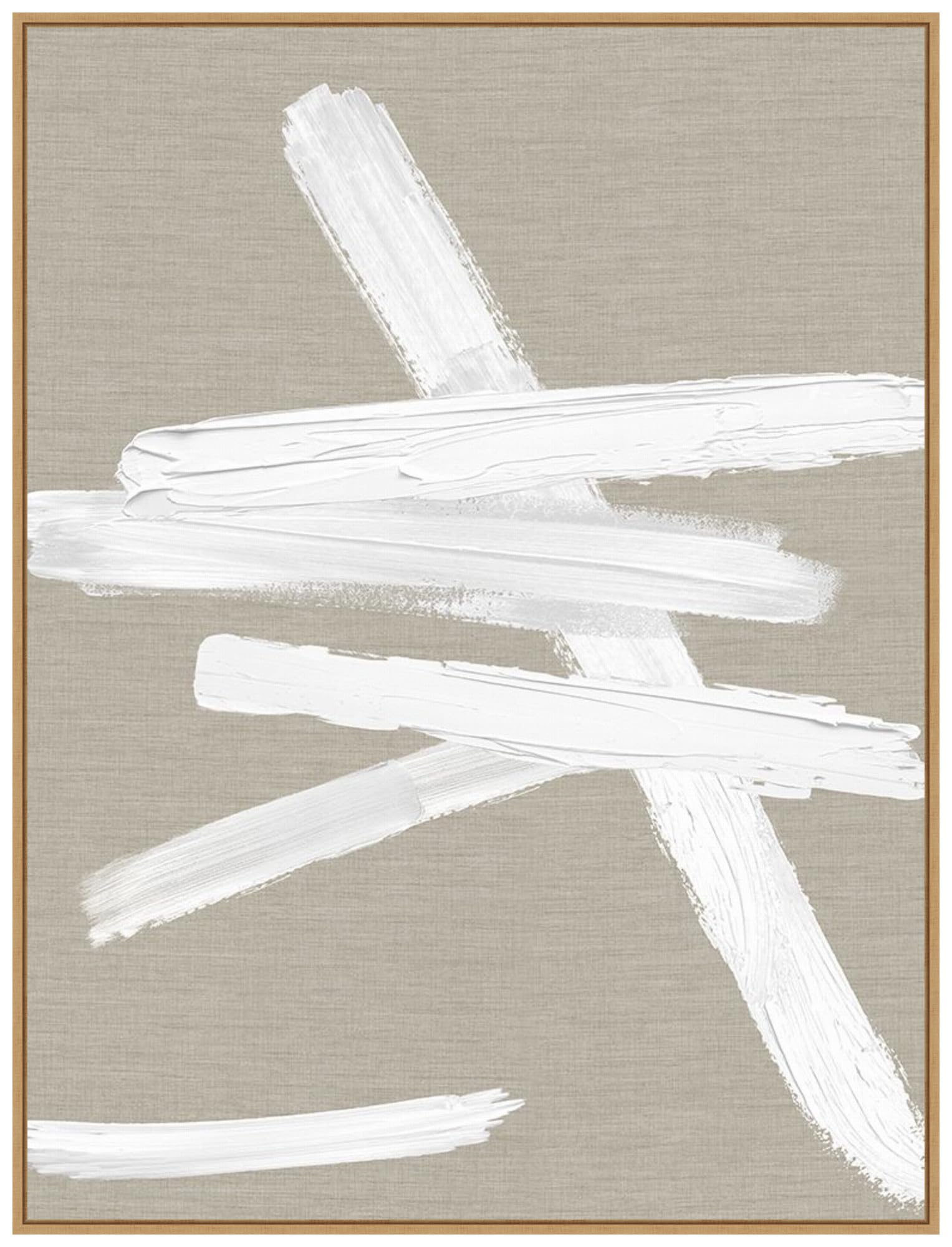 Amanti Art Framed Canvas Wall Art 42x32 Crossroads White on Tan I by Ellie Roberts, Framed Wall Art Canvas, Abstract Artwork, Modern Decor, Oversize