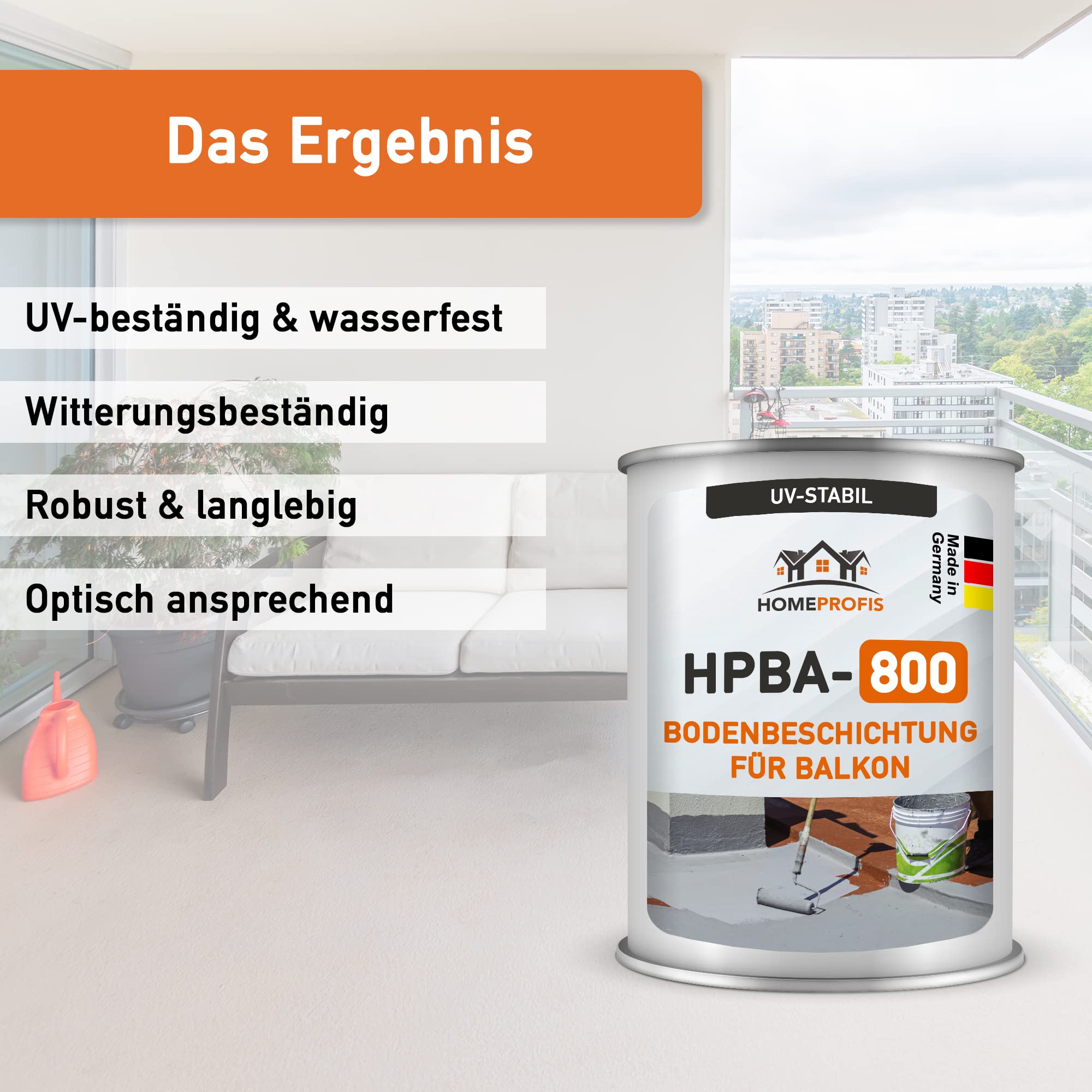 Home Profis® HPBA-800 matte UV-beständige 1K Bodenfarbe (5m²) für Balkon & Terrasse in RAL 7036 (Platingrau) – Wasserdichte Bodenbeschichtung, Bodenlack, diffusionsgeschlossen