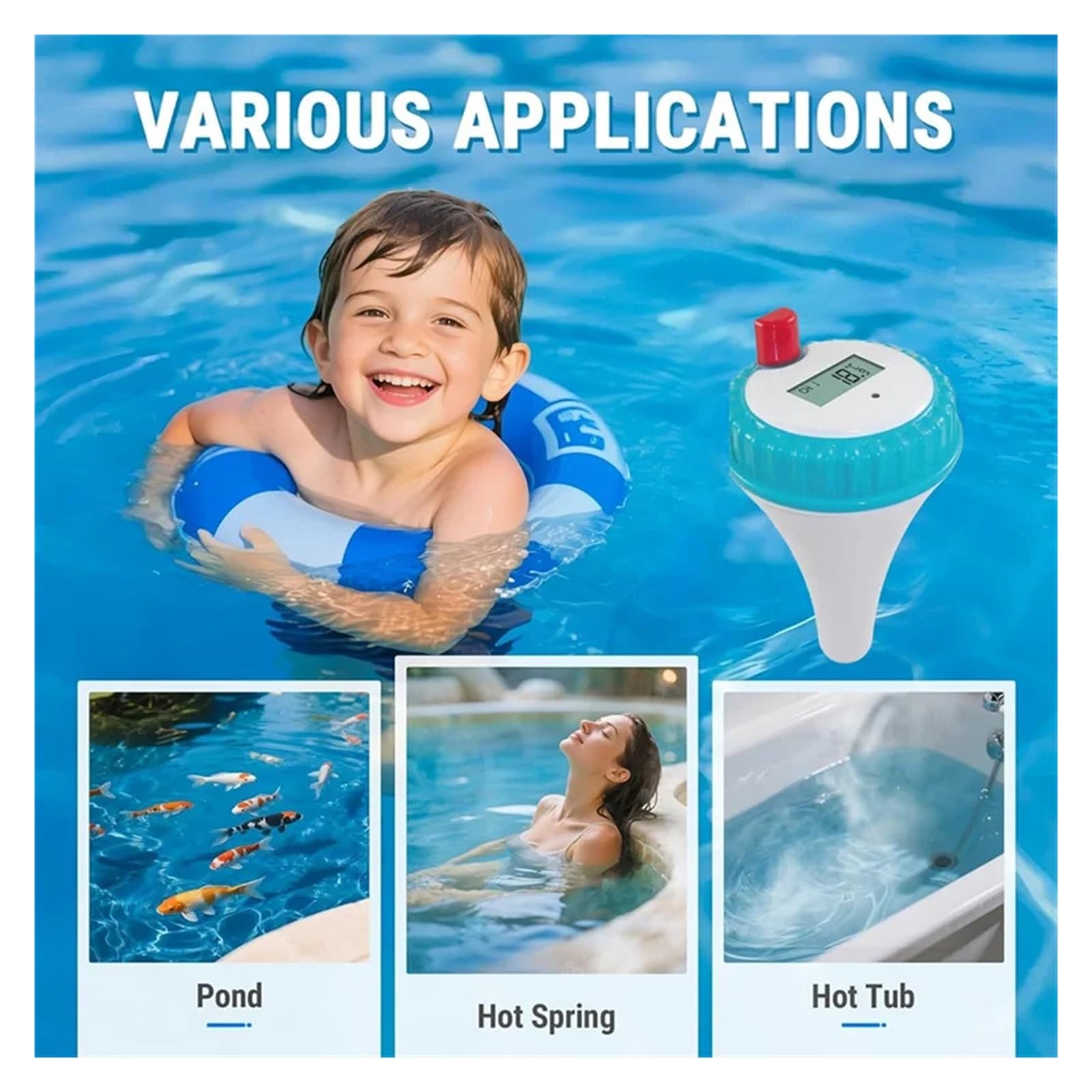 Termómetro digital flotante for piscinas, jacuzzis y acuarios