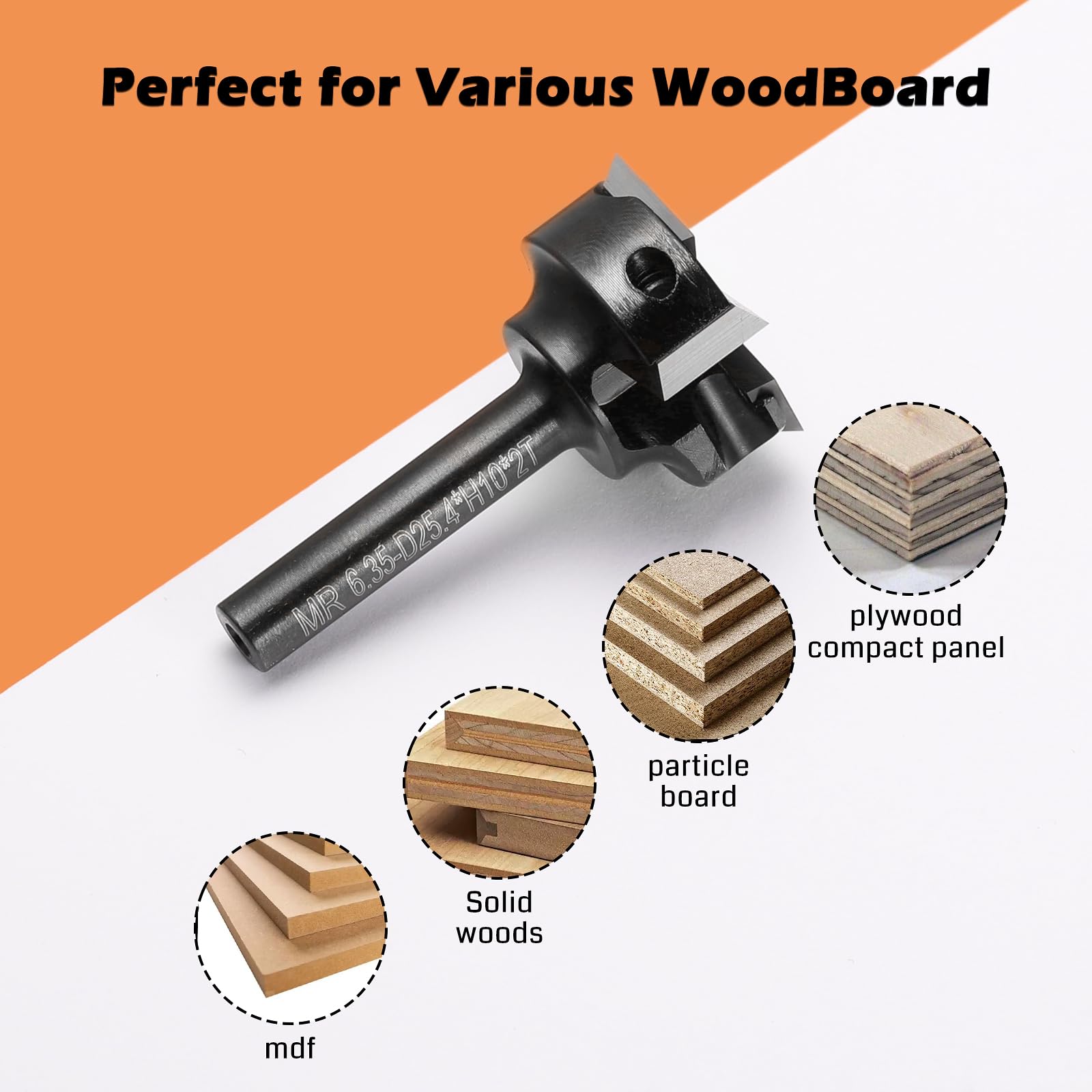 Genmitsu CNC frez do płyt pilśniowych, 1/4" trzpień, 1" średnica cięcia, frezarka CNC, frez do spłaszczania płyt, frez z węglików spiekanych do obróbki drewna, SS03