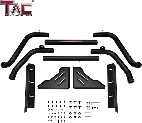 Miniatura 8 de TAC T1 Barra enrollable deportiva compatible con Jeep Gladiator 2020-2024, acero al carbono, negro, con luz de freno (incluye placa de montaje de
