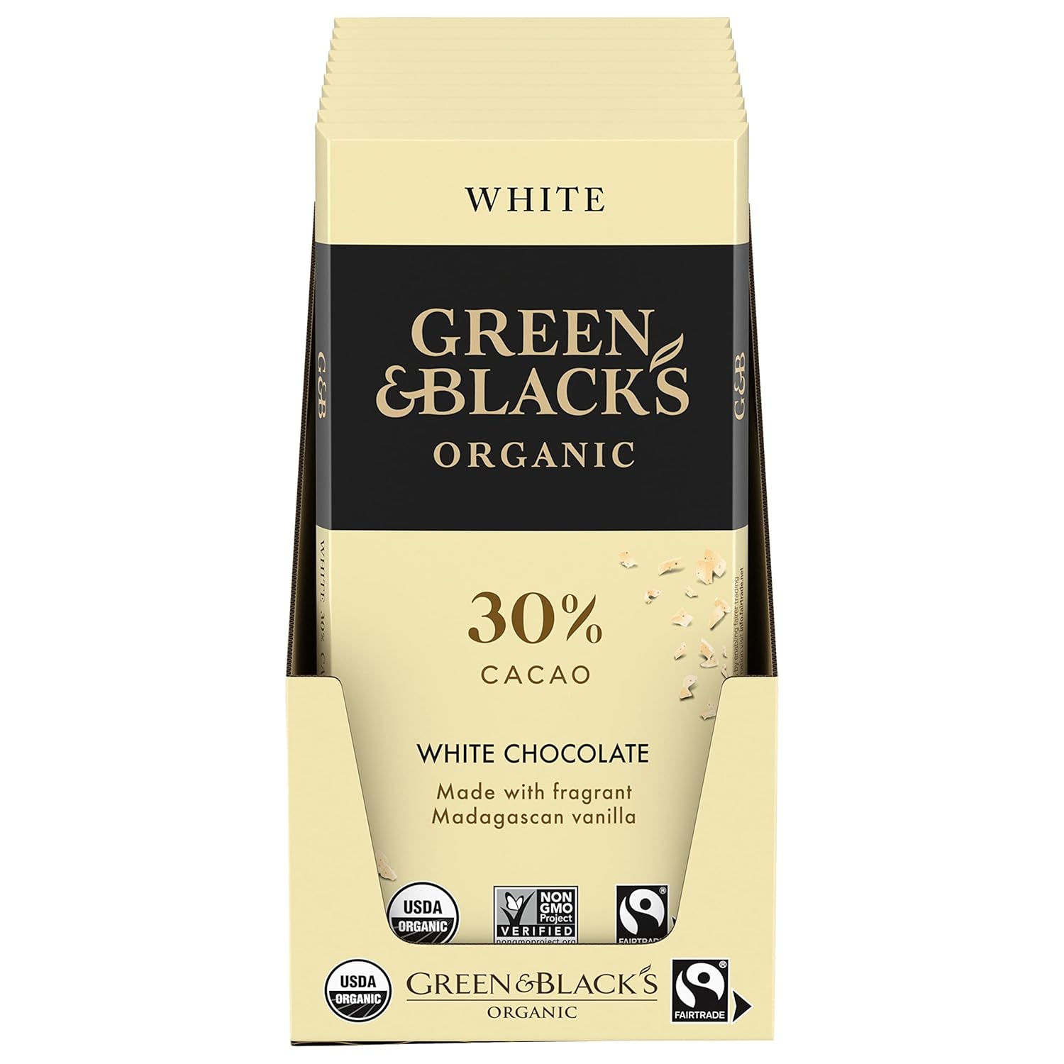 Green & Black's Organic White Chocolate Bar, 30% Cacao, 10 - 3.17 oz Bars
