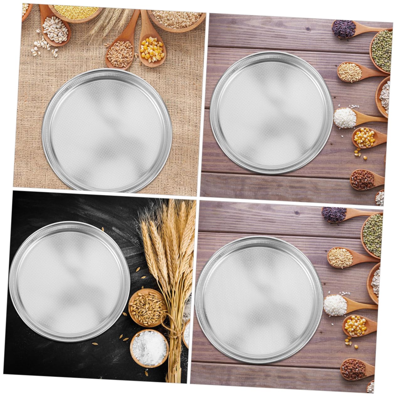 STOBAZA Manual Soil Strainer Round Sieve Metal Mesh Home Kitchen Tool for Rice Grain Screening