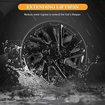 15 Inch Black Lacquer Hubcaps for 2017-2020 Hyundai Elantra Sedan Steel Wheels, Set of 4 PP Material Wheel Rim Cover, Bolt-On Design Hub Caps - 15 Black Lacquer 4-Pack