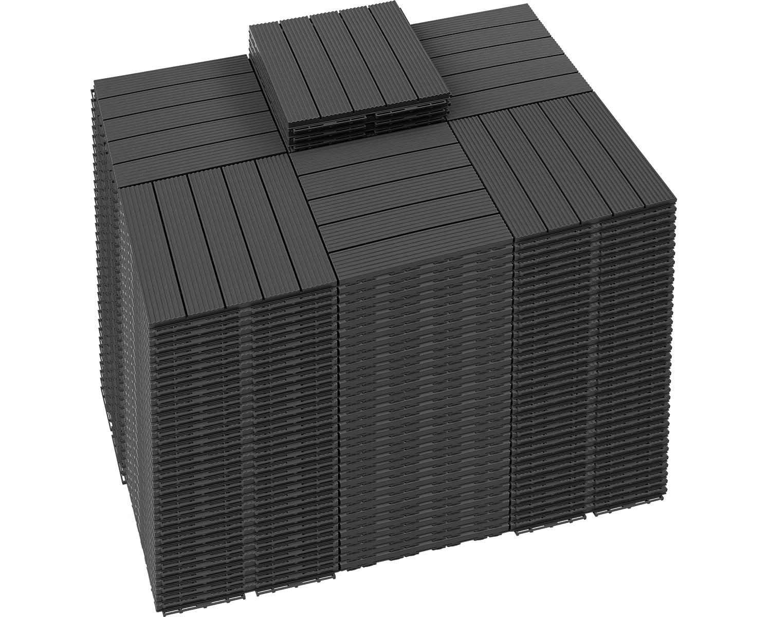 PrimeZone 216 PCS Plastic Interlocking Patio Deck Tiles - 12" x 12" Anti-Slip Waterproof Outdoor Flooring Decor, Floor Decking for Balcony, Backyard,