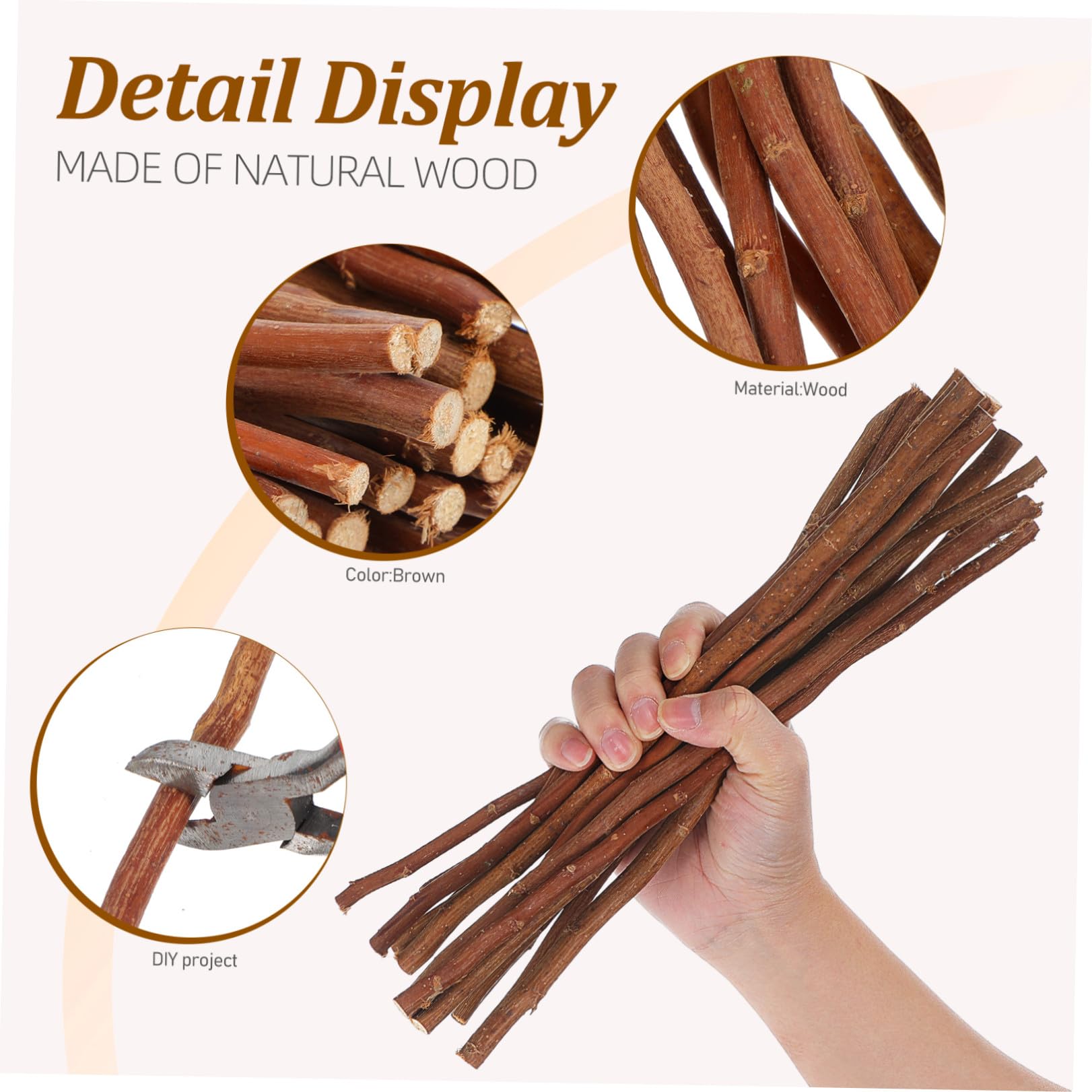 50 Pièces Bâtonnets en Bois Synthétique Marron Ronds pour Loisirs Créatifs, Faciles à Tenir et Résistants, pour Projets DIY Artistiques et Jardinage