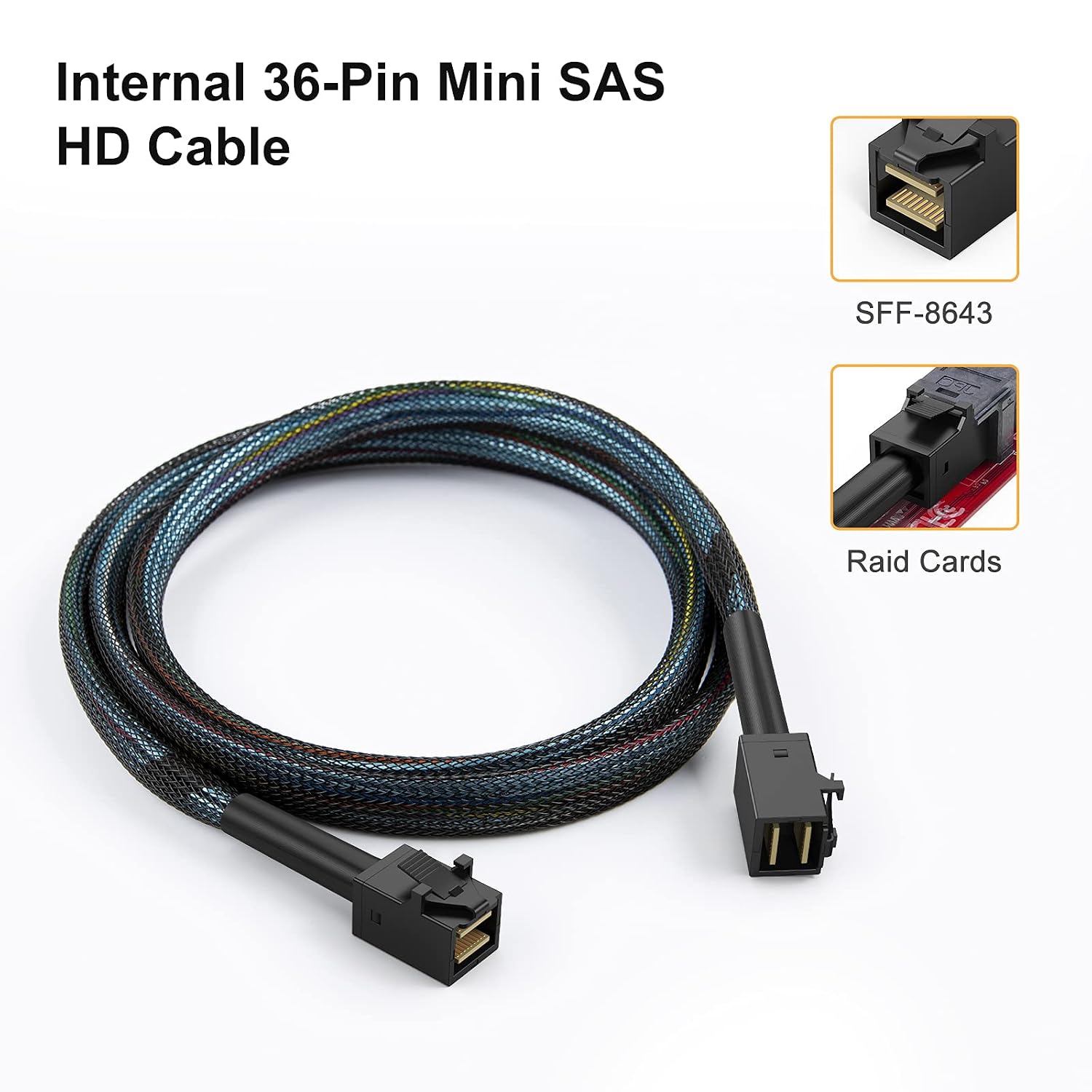 CableCreation Internal Mini SAS HD Cable 3.3FT 2Pack, Mini SAS SFF-8643 to SFF-8643 Cable