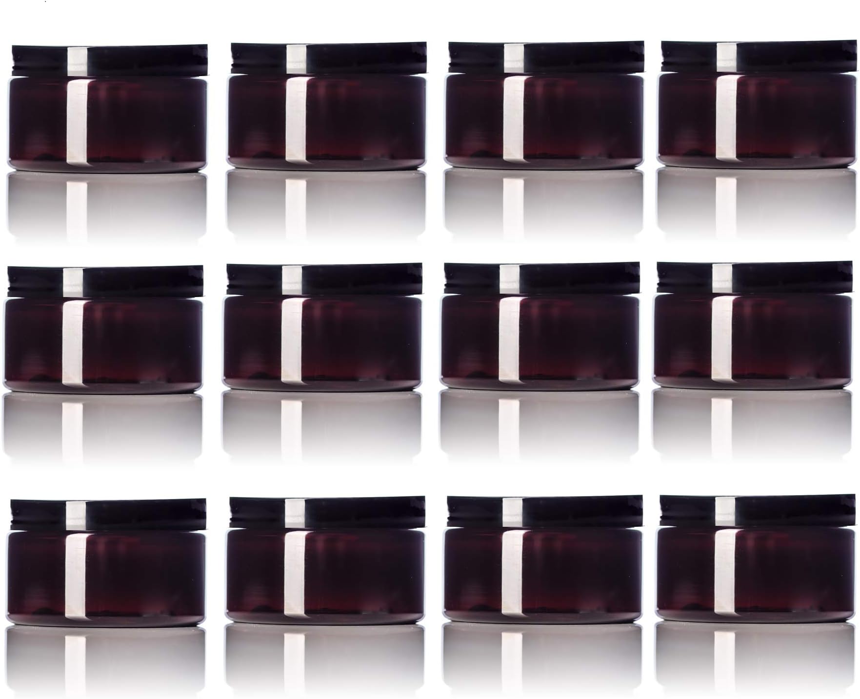 Amber 4 Oz Plastic Jar Black Lid - Pack of 12
