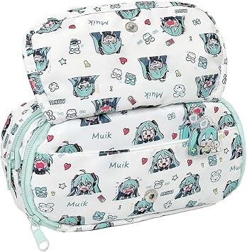 Netavantaj Kawaii Anime Miku Tasarımlı Kalem Kutusu, Fermuarlı, 2 Bölmeli, 23x8x3.5 cm