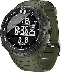 SMAEL Relógio digital masculino 1237 com design elegante, recursos multifuncionais e cronometragem confiável – fique no caminho certo com estilo, Verde militar, Digital