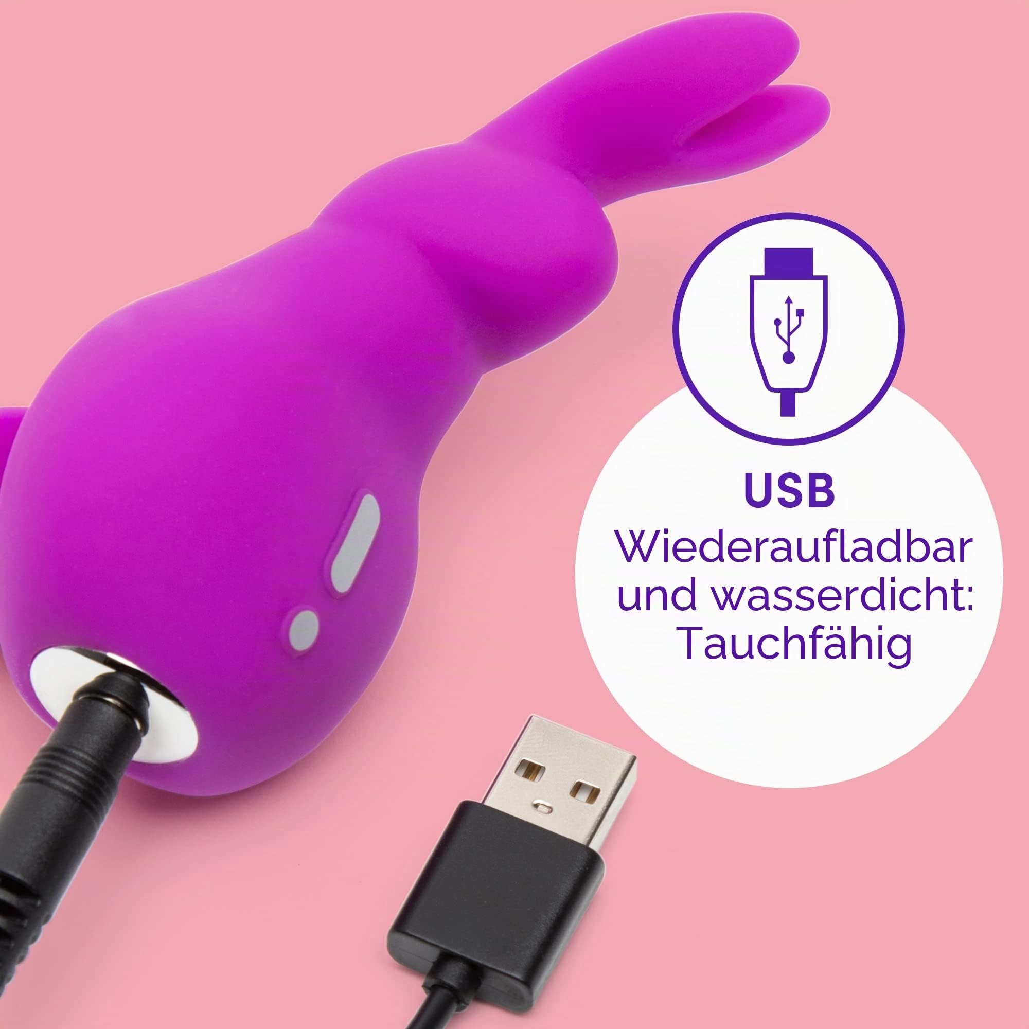 Lovehoney Happy Rabbit Mini-Ohren Klitoris-Fingervibrator Wiederaufladbar und wasserfest