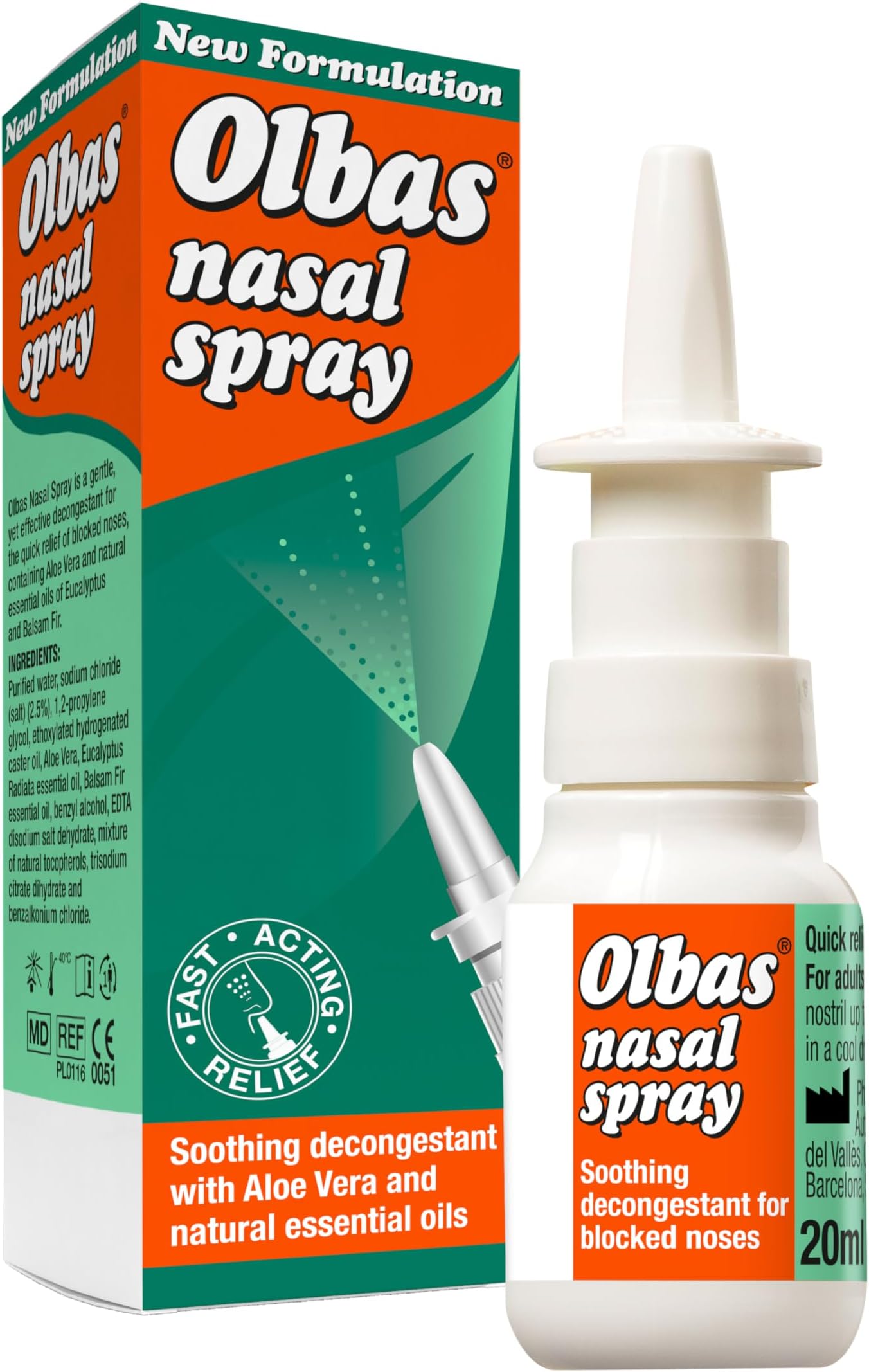 Nasal Spray - Fast Acting Relief - Soothing Decongrestant For Blocked Noses - 20ml