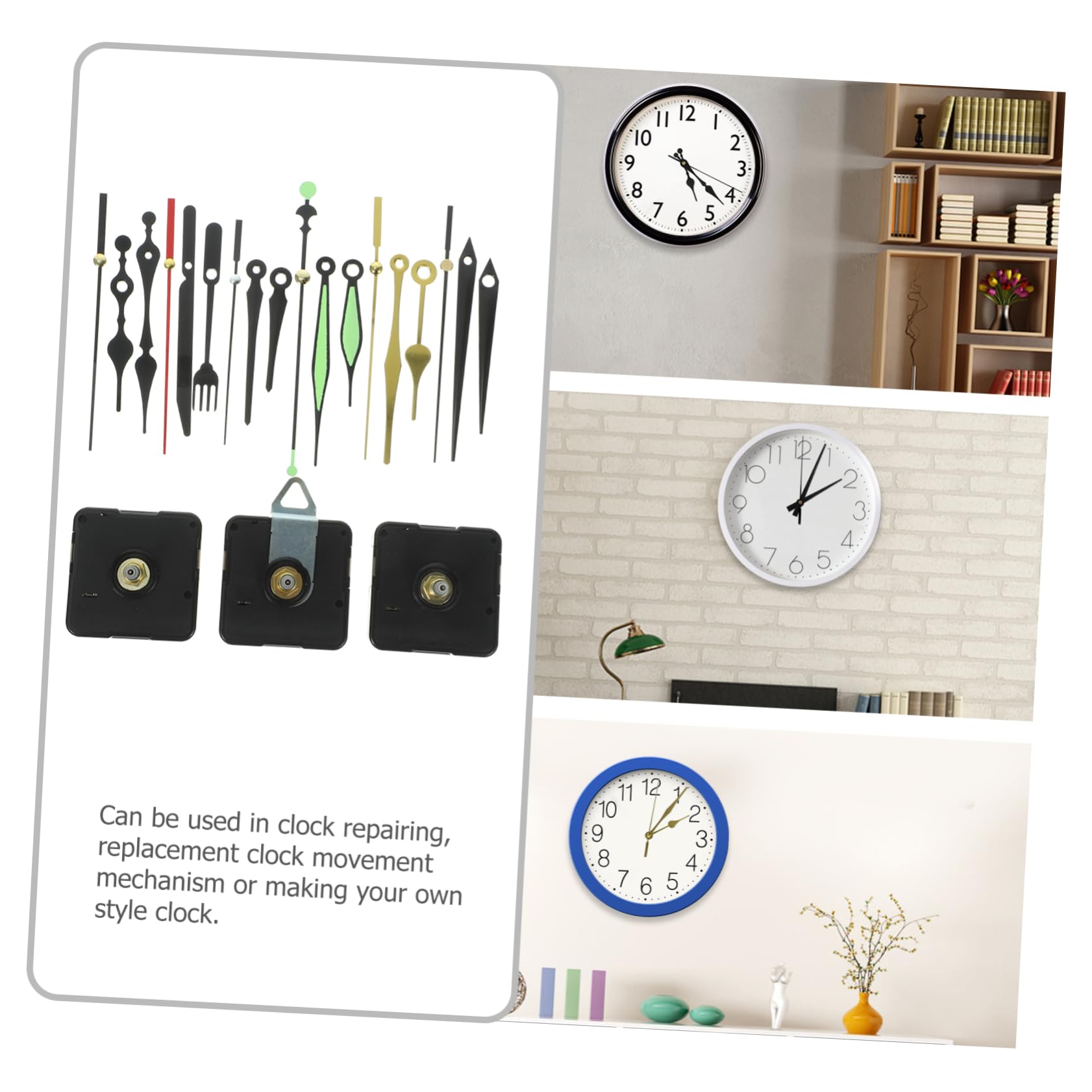 DOITOOL 4 Set di Meccanismo per Orologio A Batteria Kit di Ricambio per Motore per Orologio da Parete