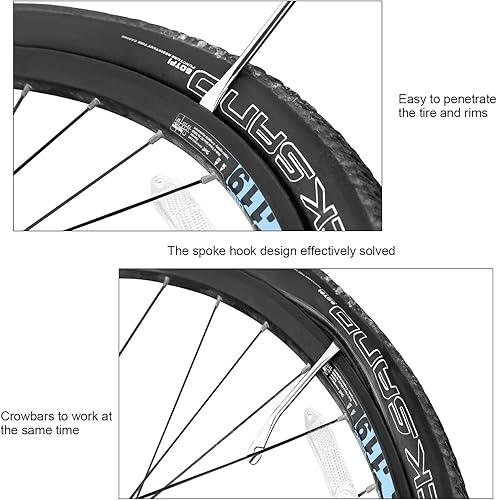 Miniatura 5 de Oumers Kit de reparación de mecánico de ciclismo multifunción con palanca de neumático de 3 piezas, 5 piezas de parches de neumáticos para raspador