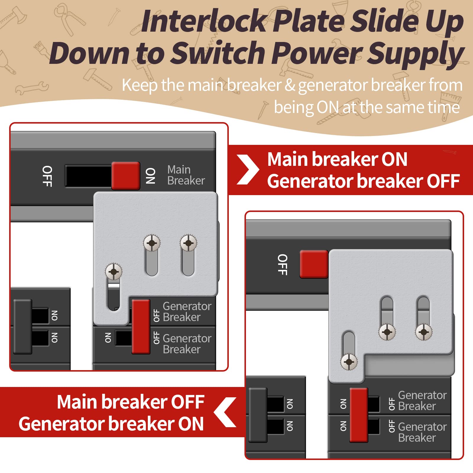 Buy Generator Interlock Kit Compatible w/ Square D QO & Homeline 150 or 200A Breaker Box, 13/8