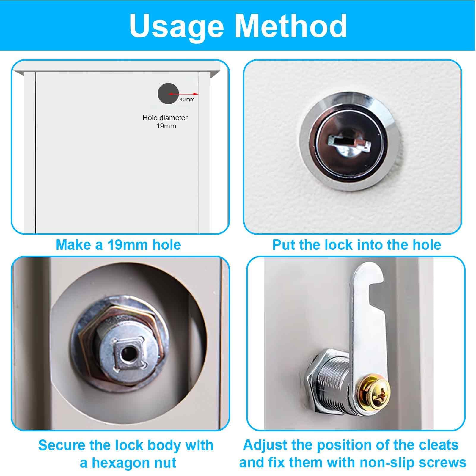 Serratura Tubolare Per Cassetta Postale - 16mm Con 4 Chiavi E 4 Piastre, Taoduod - Foto 11