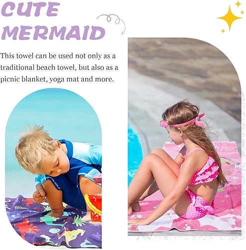 Miniatura 3 de Toallas de playa de microfibra para niños, ligeras, delgadas, de secado rápido, súper suaves, para piscina, camping, natación, baño, arcoíris, sin