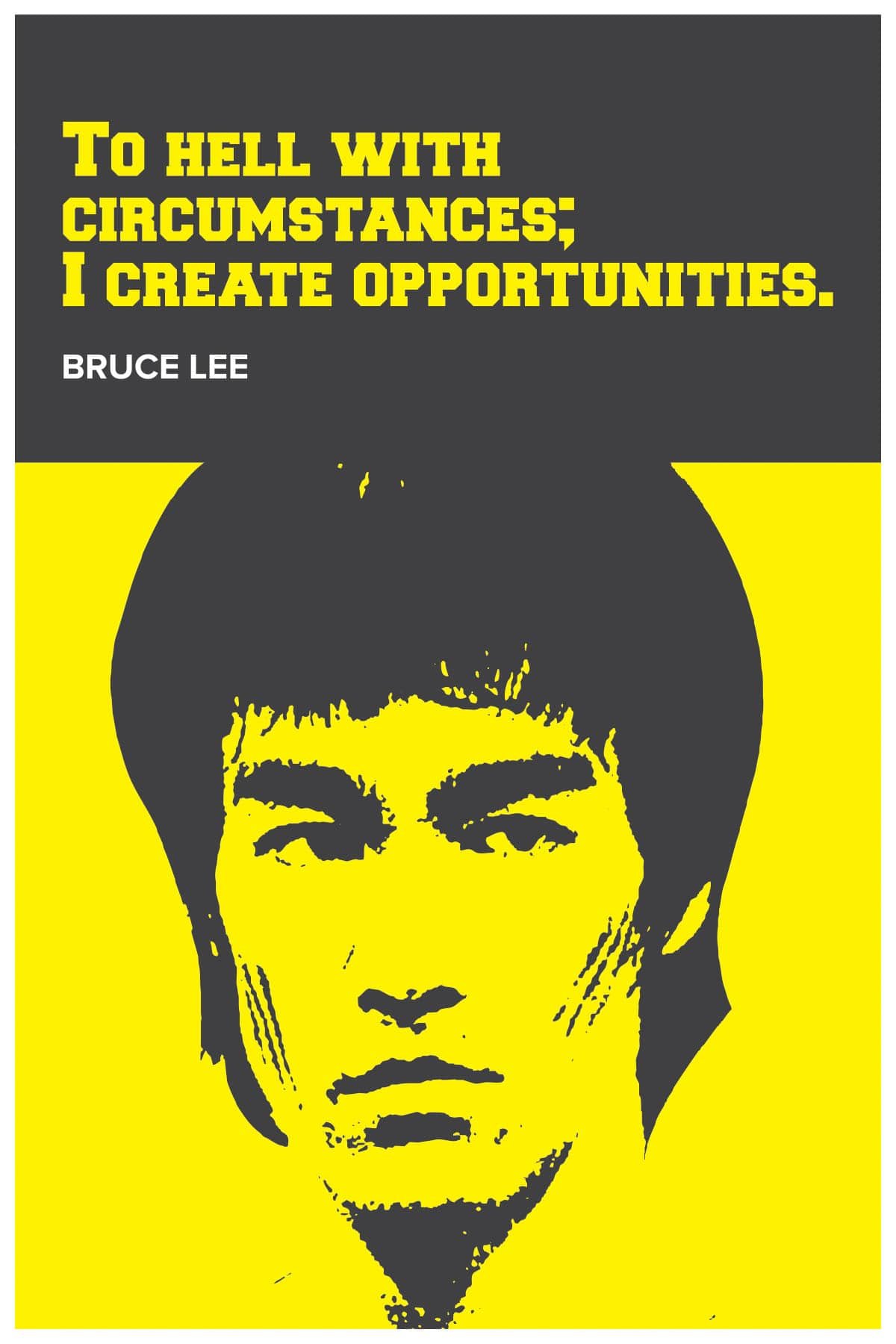 Inephos Paper Bruce Lee - to Hell with Circumstances Inspirational Poster (12 Inch x 18 Inch, Multicolour)