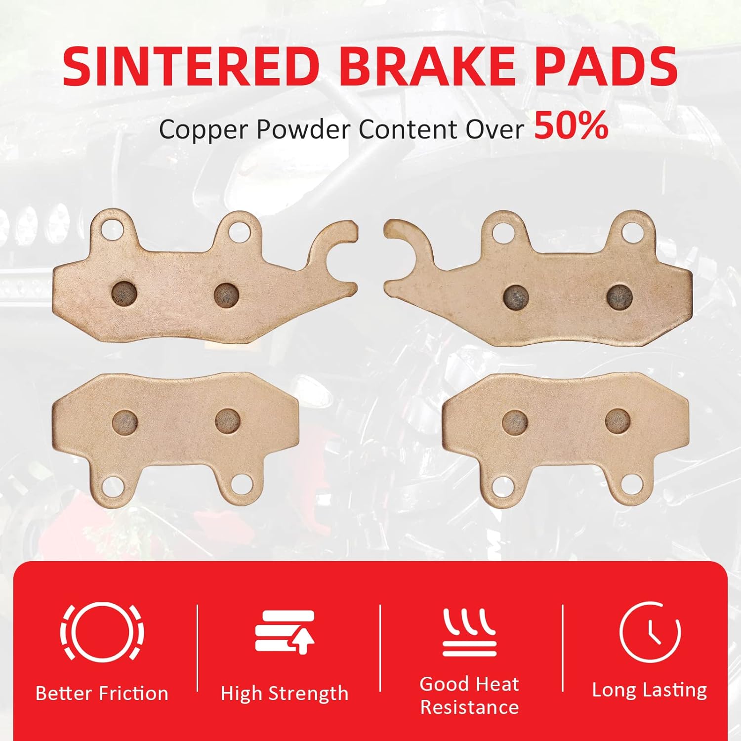Brake Pads Front Rear Sintered for Can-Am Commander 800 1000 2011-2020,OEM# 715500335 715500336