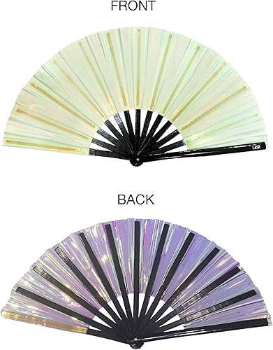 Miniatura 3 de LASR Frost Bite - Ventilador iridiscente líquido de menta blanca, ventilador de mano, equipo rave, exclusivo