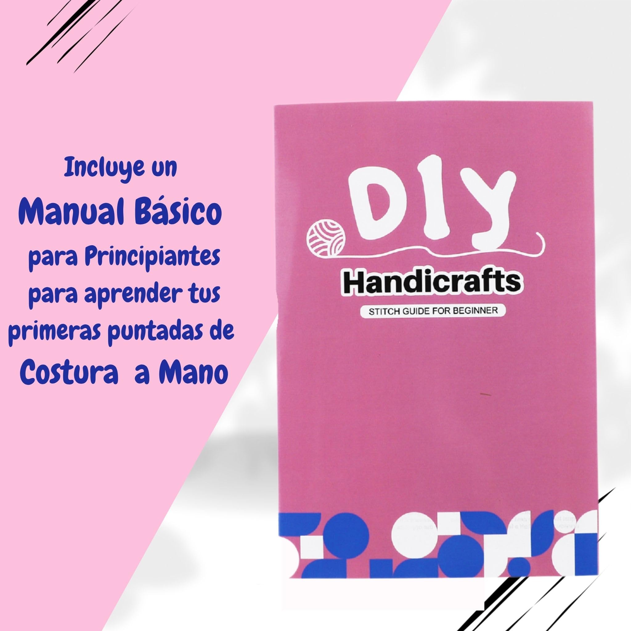 SusggO 140 pezzi da cucito con accessori e guida basica punti. Cucito Legno foderato Tessuto Cucito Accessori Kit Cucito per Adulti Scatola Cucitura Regole di Cucito Modello Patchwork (BIANCO)