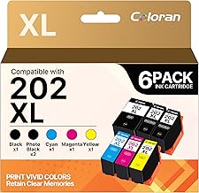 6-Pack Colroan 202XL High Yield Compatible Cartridges for Epson 202 202XL Multipack for Expression Premium XP-6100 XP-6000 XP-6005 XP-6105 (XL Capacity)