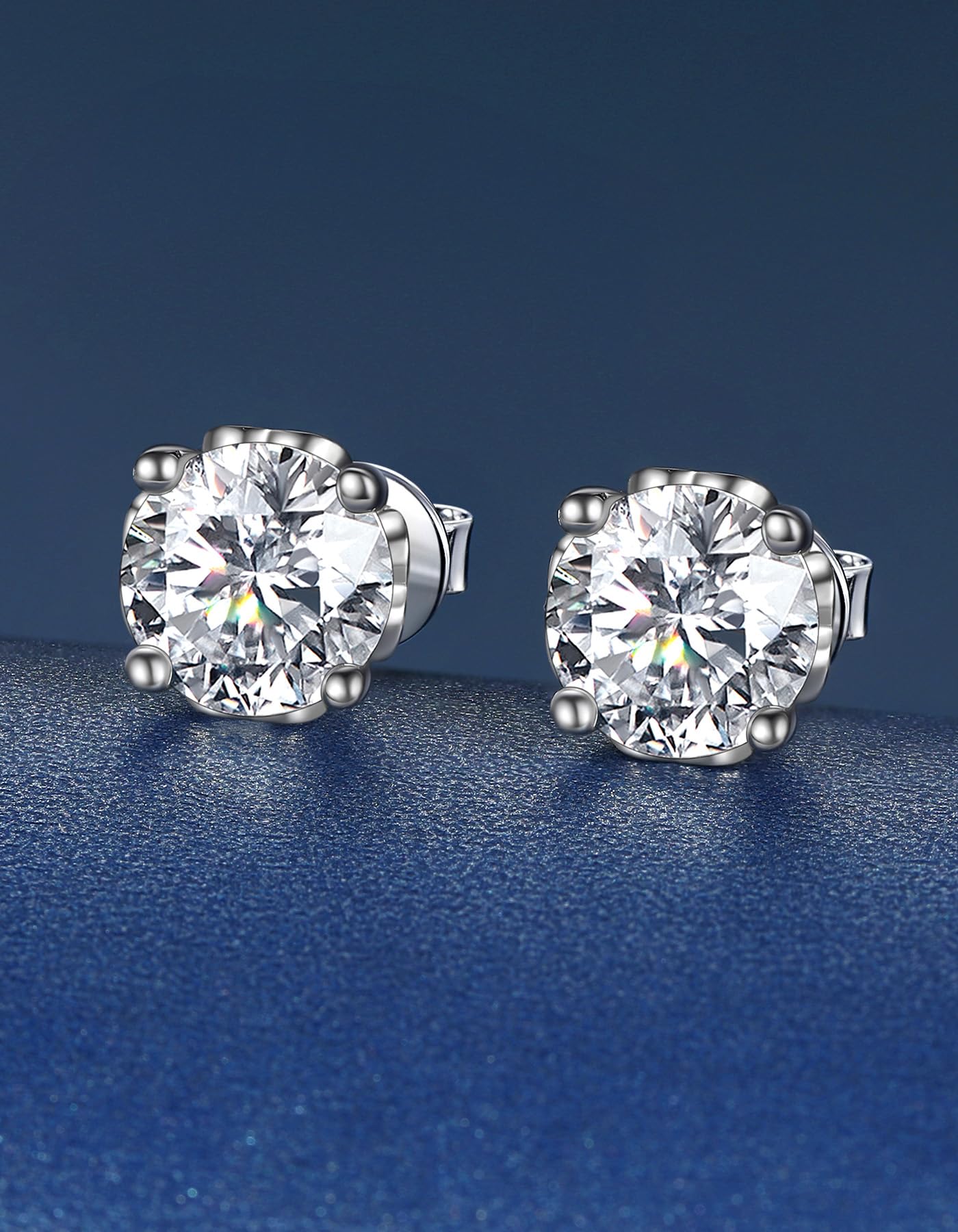 MomentWish Moissanite Ohrringe Silber 925 Ohrstecker Damen Diamant Stecker | 1-4 Karat Ohrring Damen Echt Silber Hypoallergen Schmuck Geschenk für Frauen Weihnachten Valentinstag 4/5/6.5/7.5/8mm