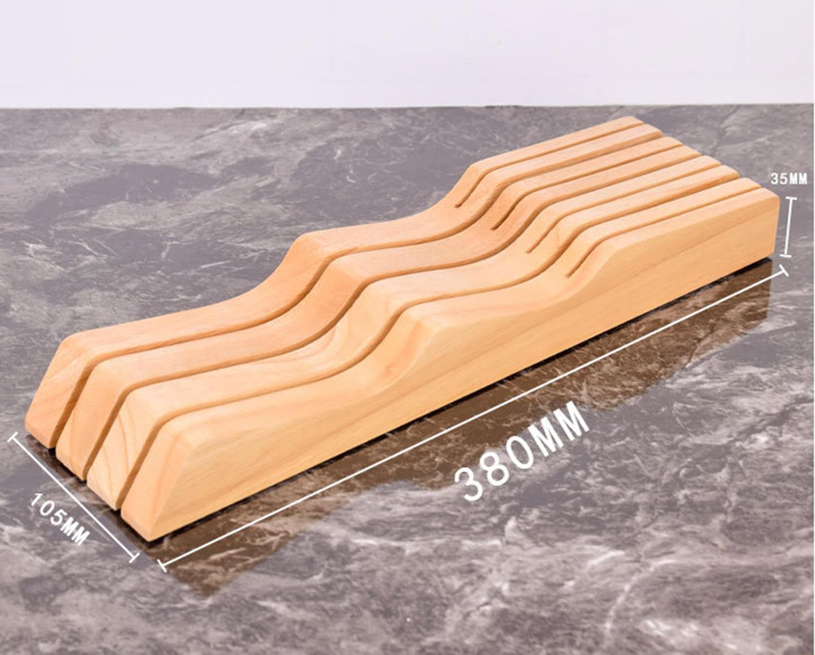 VIDECOR Bloque de Cuchillos para Cajón de Roble - Superficie de Trabajo de Cocina de Roble o Soporte para Cuchillos de Cajón - Almacenamiento Organizador de Inserción de Cajón de Cubiertos,rubberwood