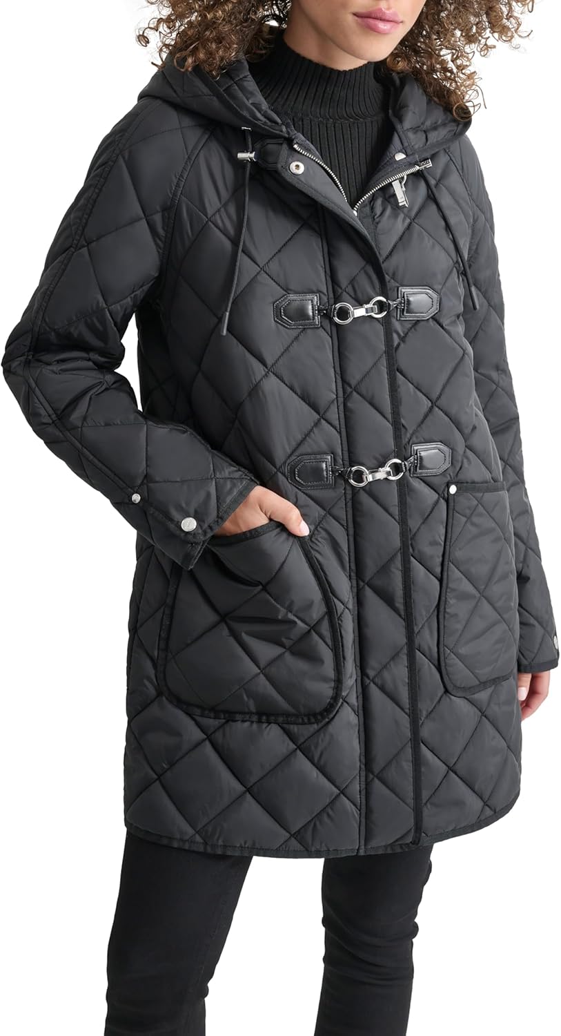 DKNY Women's Hooded Toggle Quilted Coat - Image 6