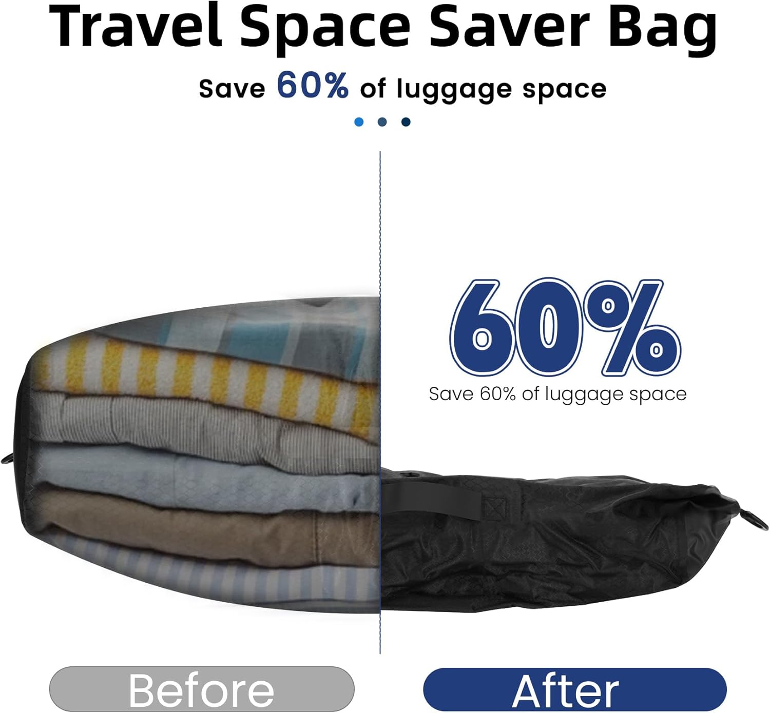 Upgrade 2 Pack Vacuum Bags for Travel with Pump, Reusable, Suitable for Carry On Suitcases and Backpacks, IP67 Waterproof Vacuum Travel Bags Save Space Lightweight and Durable