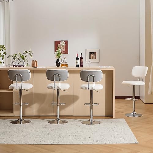 Miniatura 20 de Furniliving Juego de 2 taburetes de bar con respaldo, modernos taburetes de cocina cuadrados de piel sintética con reposabrazos, taburetes de bar