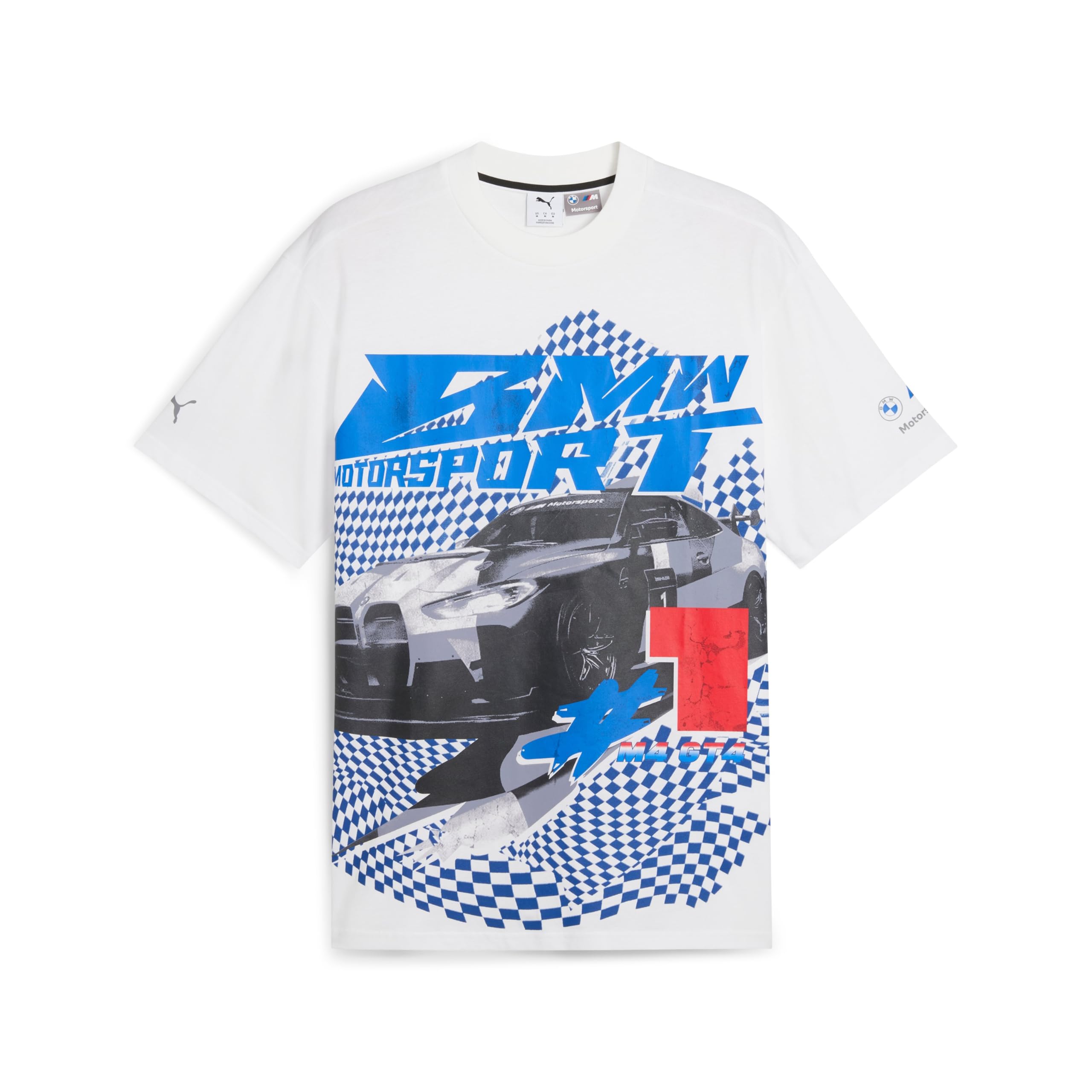 Bmw Unisex White Genuine M Motorsport Big Graphic Mens Womens T Shirt Relaxed, L
