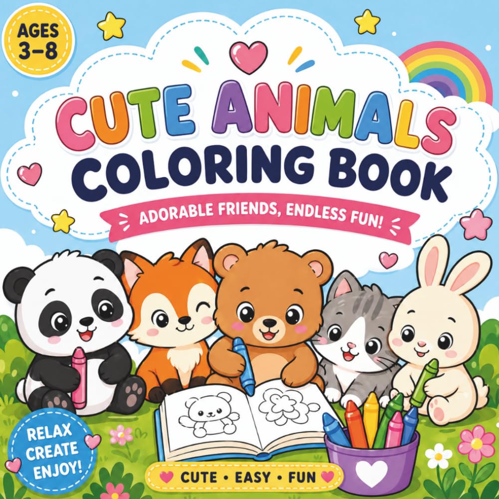 Cozy Animals Coloring Book: Cute Farm and Everyday Animal Scenes in Bold and Easy Designs
