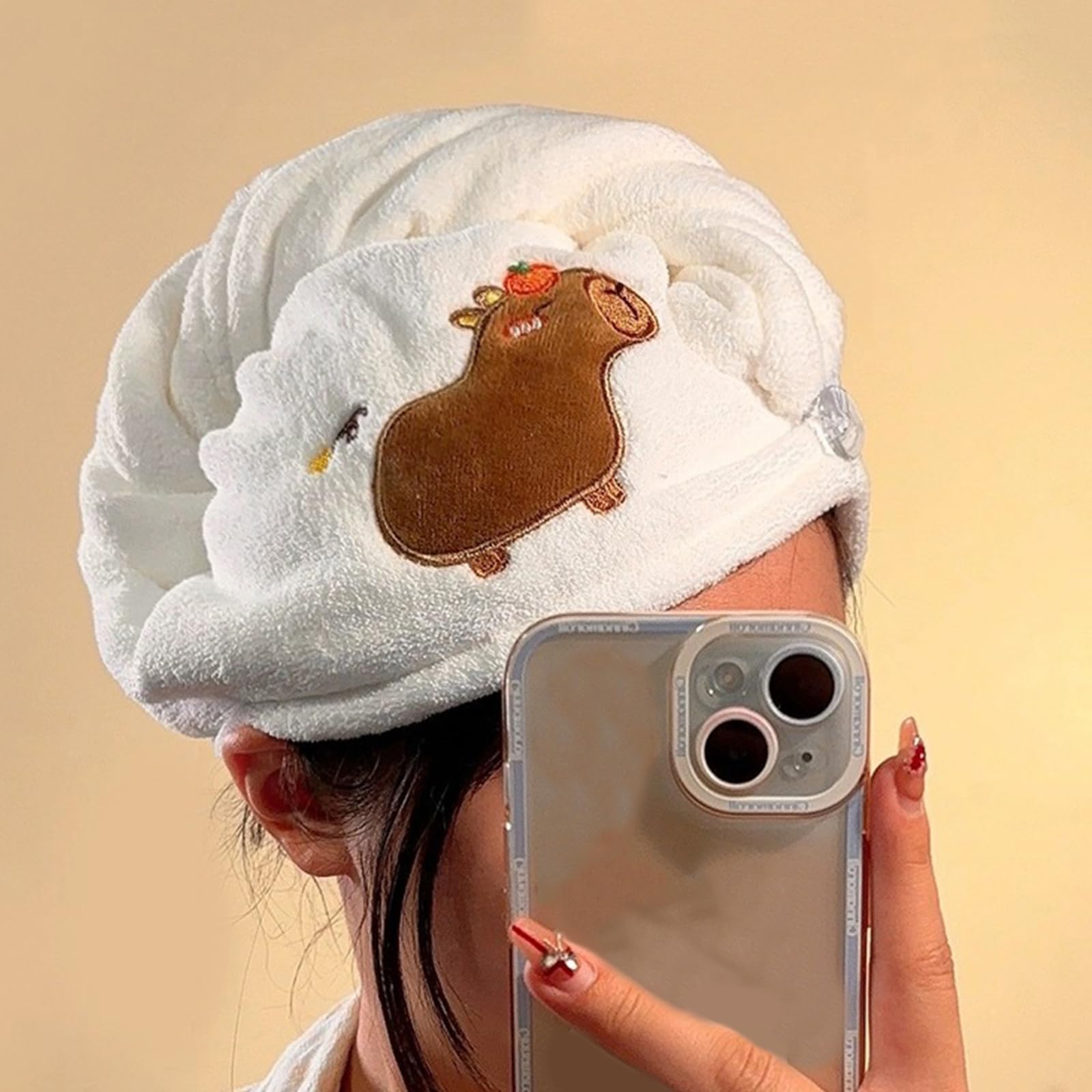 Turbante De Microfibra Capibara Para Secar El Cabello - Súper Absorbente, Secado Rápido, Ajustable, Para Mujeres Con Pelo Largo O Corto