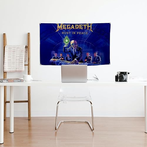 Miniatura 10 de Megadeth - Póster con diseño de bandera divertida de óxido en la paz, tapiz estético, duradero, para pared de cueva de hombre, 3 x 5 pies, adecuado