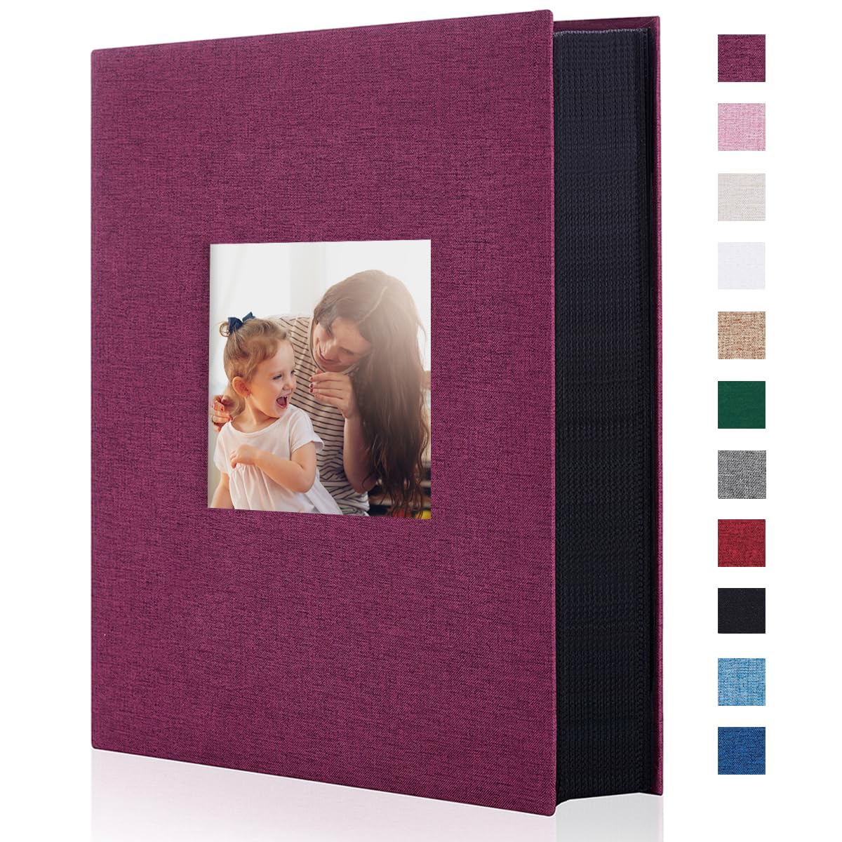 Artmag Fabric Photo Album 4x6 300 Large Capacity for Family Wedding Anniversary Linen Album Holds 300 Horizontal Photos (300 Pockets, Purple)